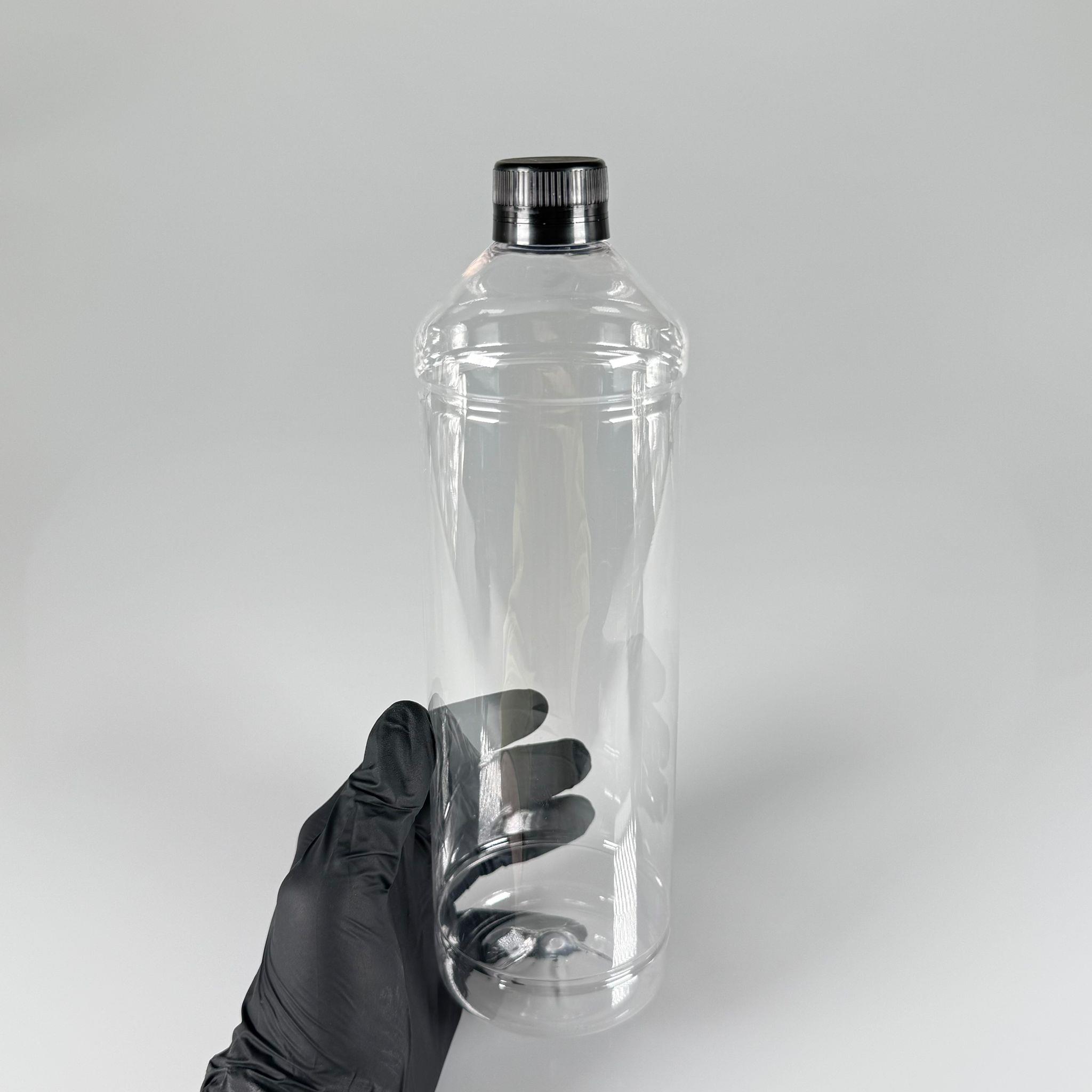 1000 CC DÜZ MODEL PET ŞİŞE (28 AĞIZ) - 1 LİTRE PET ŞİŞE SİYAH CONTALI KİLİTLİ KAPAKLI