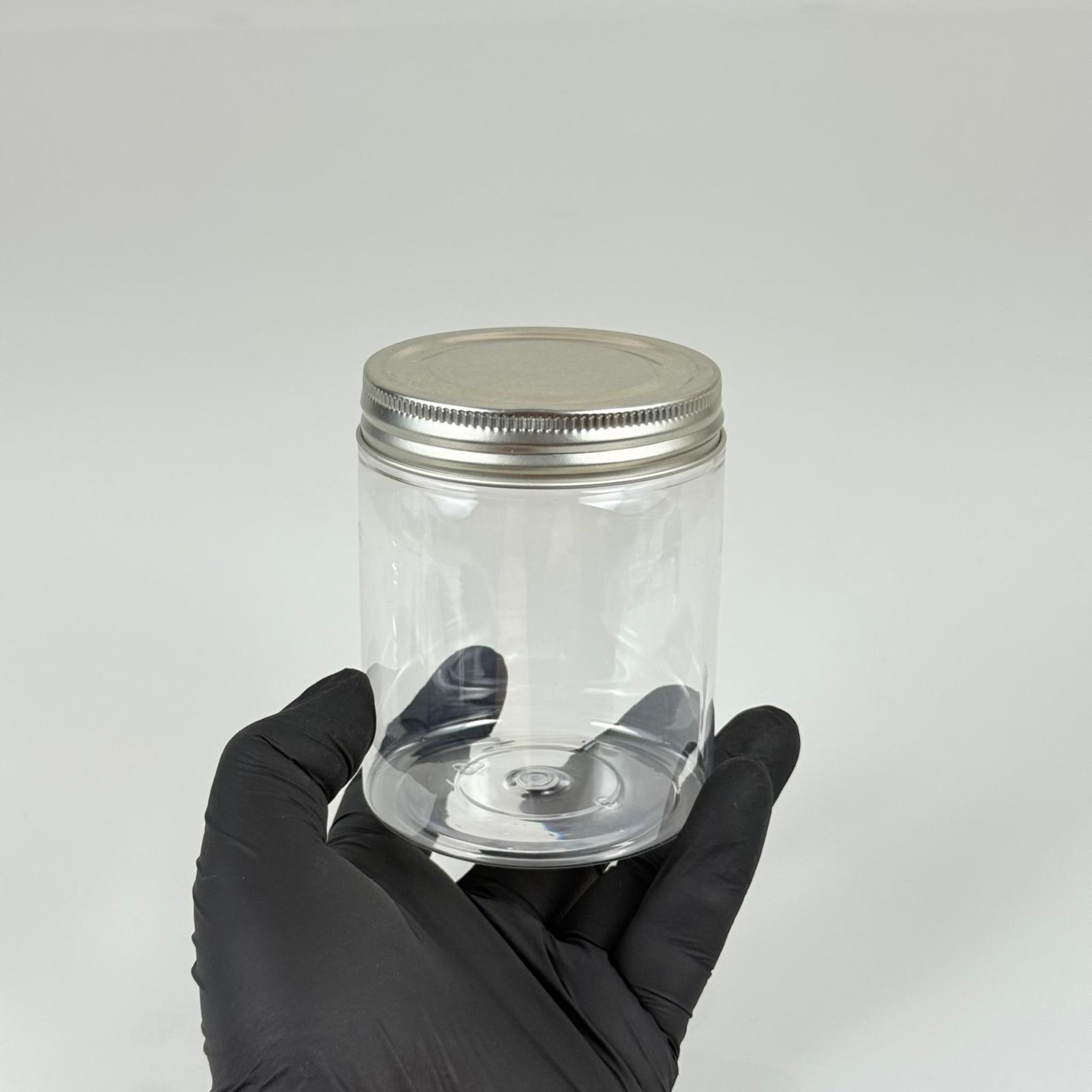 300 ML SERT PET KAVANOZ + GÜMÜŞ METAL KAPAK + İÇ TIPA - 300 CC KALIN ŞEFFAF PLASTİK KAVANOZ GÜMÜŞ METAL KAPAKLI İÇ TIPALI TAKIM - KREM KAVANOZLARI