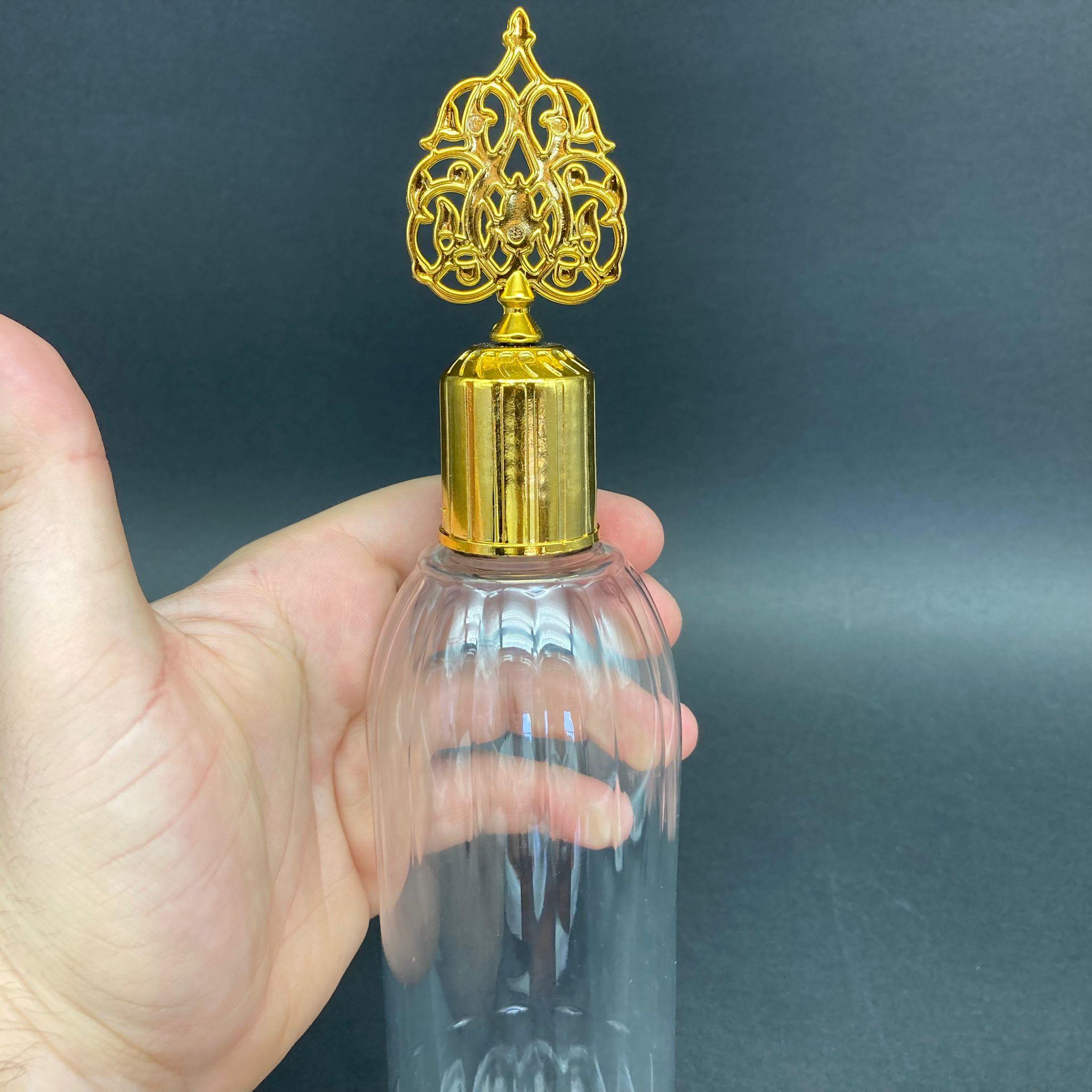 400 CC MANDALİNA MODEL PET ŞİŞE - GOLD OSMANLI KAPAKLI TIPALI - 400 ML PLASTİK KOLONYA ŞİŞESİ