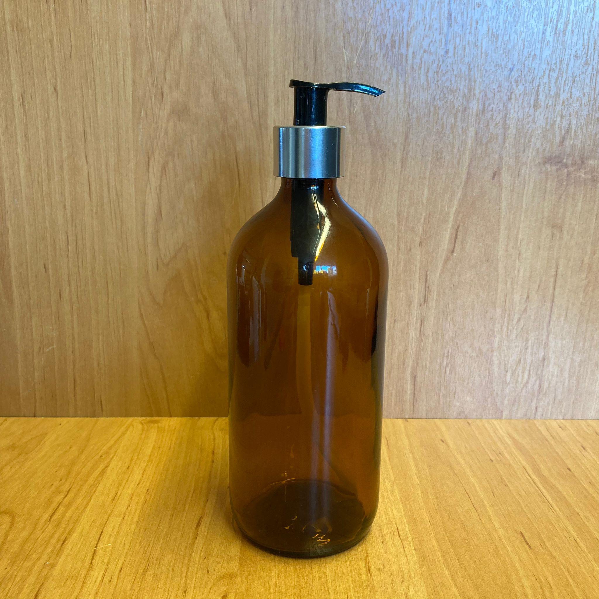 500 CC AMBER TOMBUL CAM ŞİŞE - GÜMÜŞ POMPALI - 500 ML KAHVERENGİ POMPALI ŞİŞE