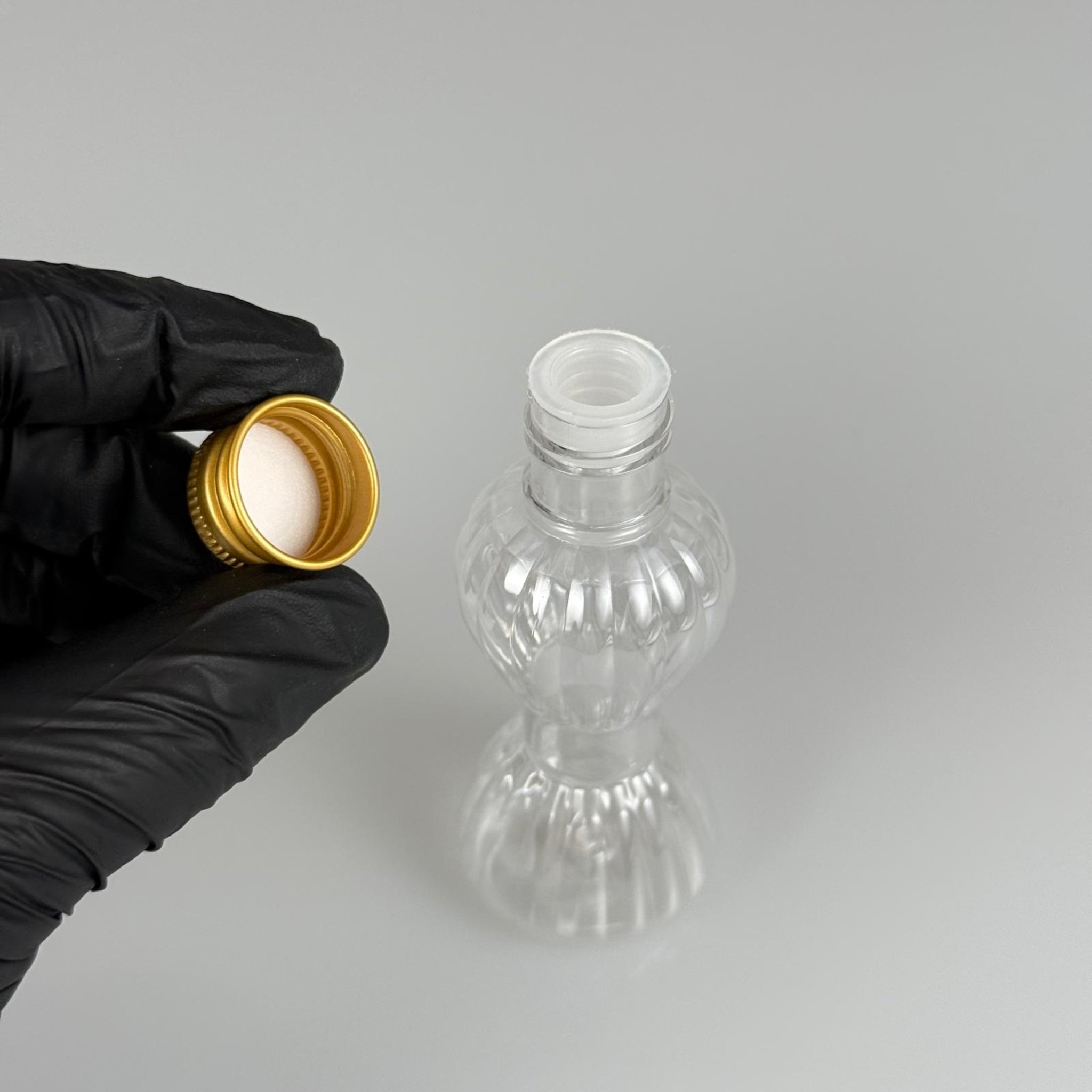 40 CC MİNİ PIRLANTA ŞİŞE + KÖPÜK CONTALI GOLD ALÜMİNYUM METAL KAPAKLI + KÖR TIPALI TAKIM - 40 ML CAMPET ŞİŞE