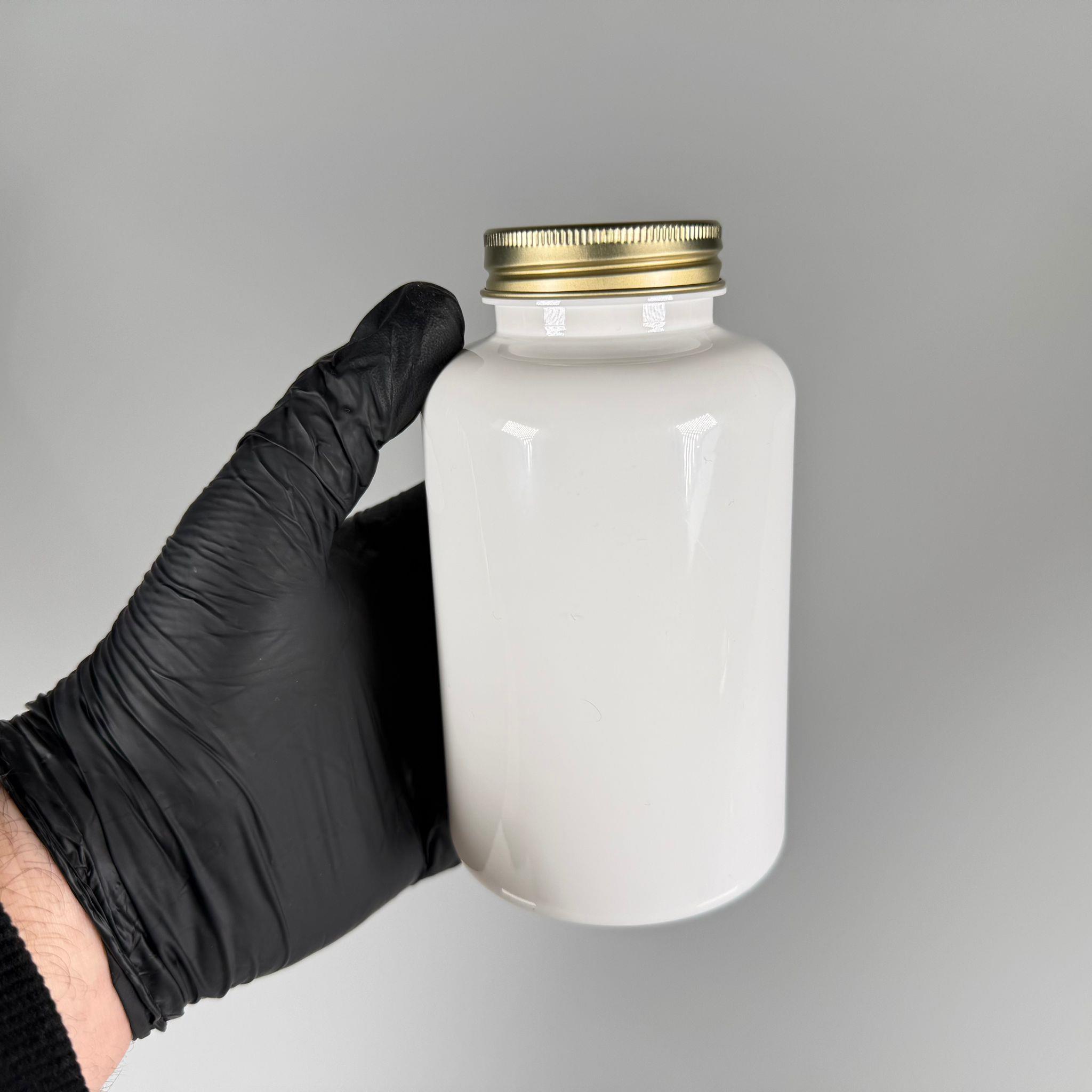 BAHARAT, TOZ, KAHVE, SAHLEP VB MUTFAK DÜZENLEME İÇİN KARE PLASTİK KAVANOZLAR - 400 ML -  RAF DÜZENLEYİCİ GIDAYA UYGUN KÖŞELİ GOLD METAL KAPAKLI BEYAZ PET KAVANOZLARI