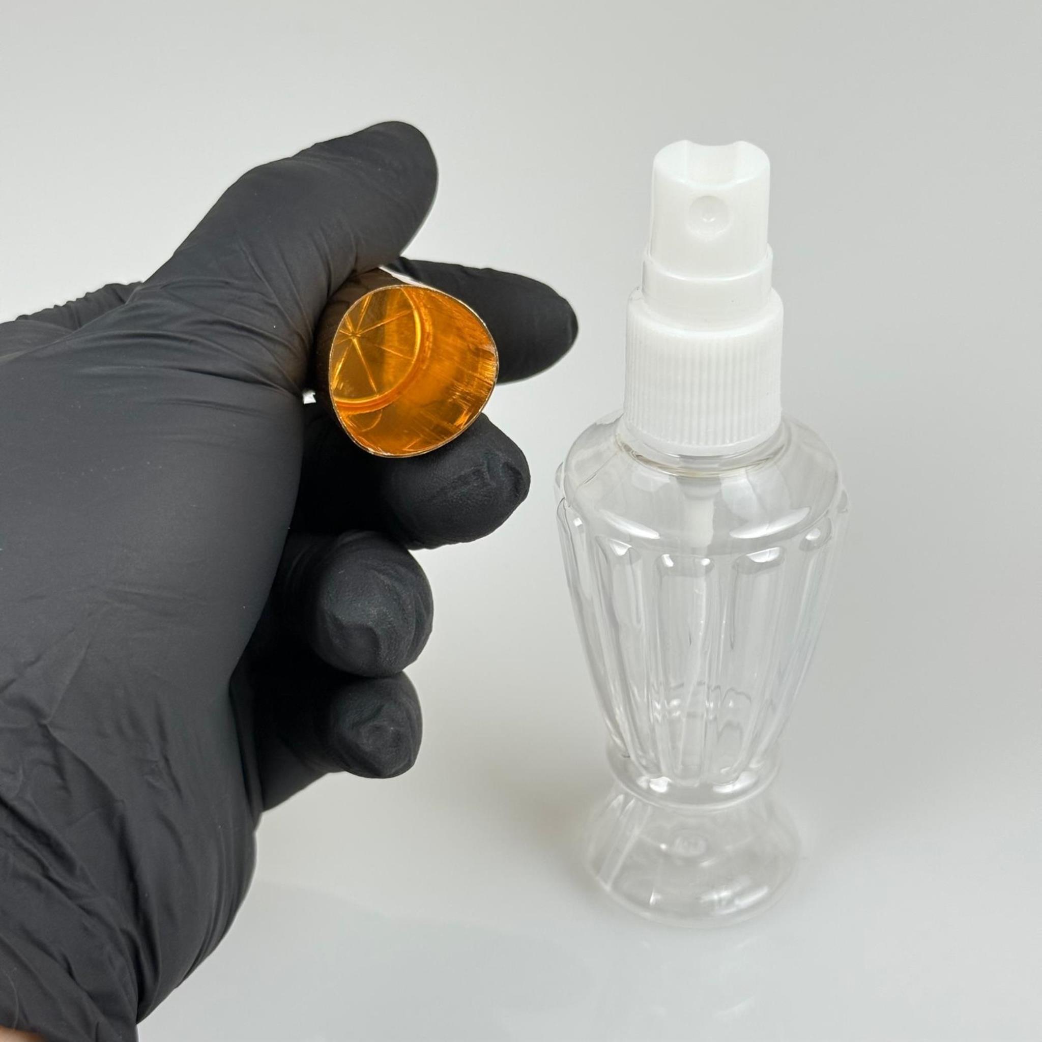 50 ML PET KOLONYA, PARFÜM VB ŞİŞELERİ - METAL ALÜMİNYUM GOLD KAPAK + VİDALI SPREY + 50 CC VAZO HÜRREM ŞİŞE SET TAKIM
