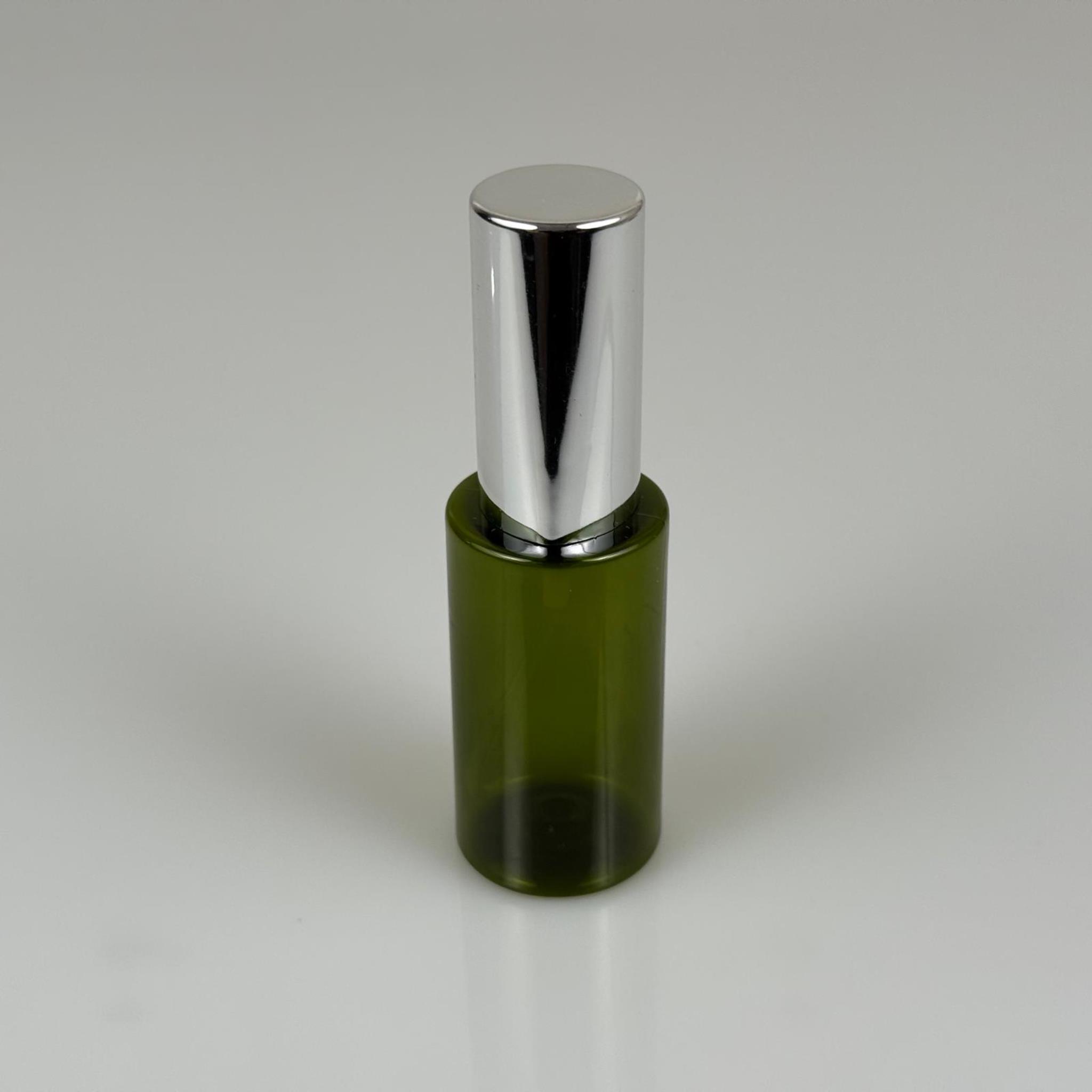 35 ML PET KOLONYA, PARFÜM VB ŞİŞELERİ - METAL ALÜMİNYUM GÜMÜŞ KAPAK + VİDALI SPREY + 35 CC YEŞİL ŞİŞE SET TAKIM