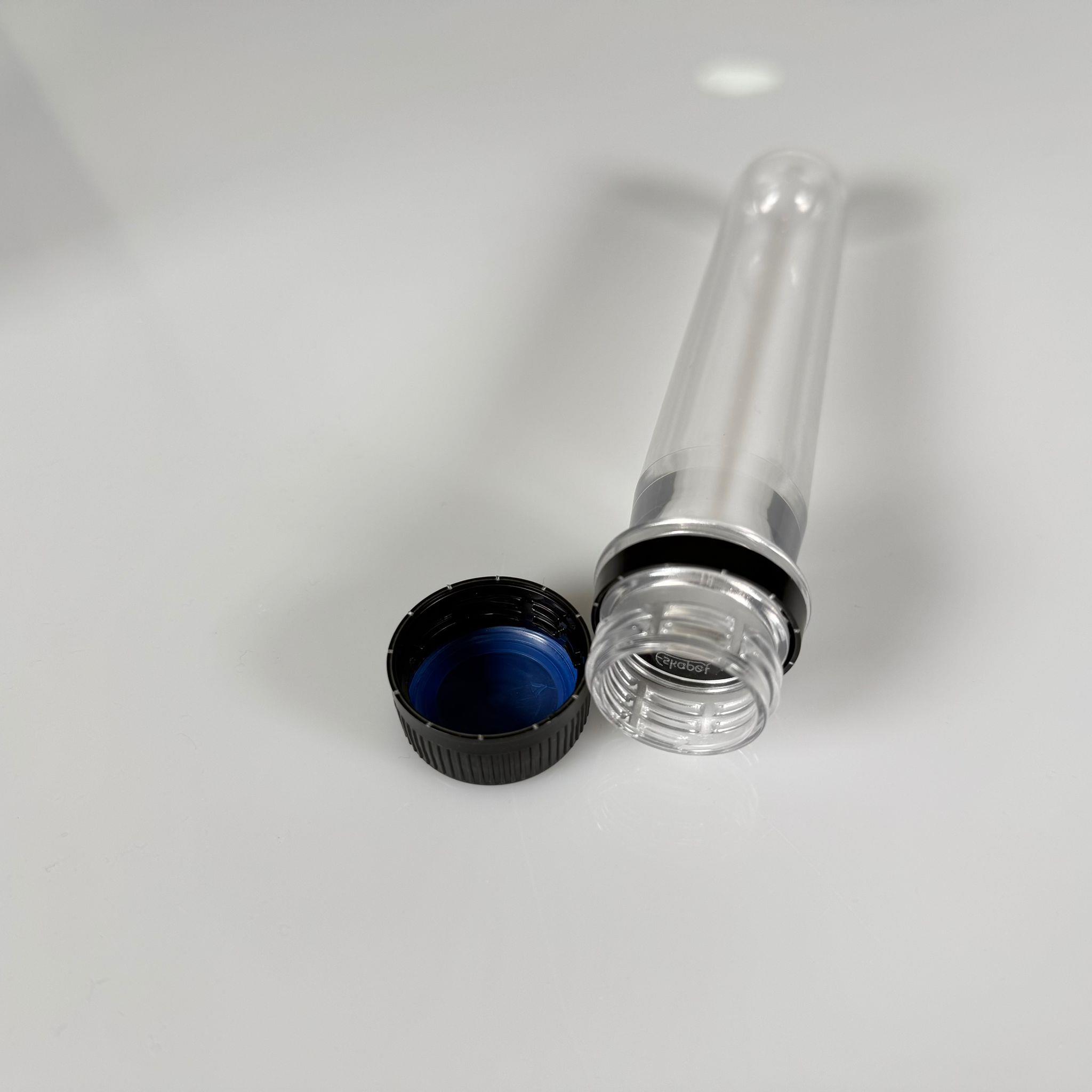 16 CM TÜP - 45 CC UZUN KALIN (51 GR) PET ŞİŞE  - CONTALI KİLİTLİ SİYAH KAPAKLI  - VANİLYA ÇUBUĞU, BAHARAT, DENEY TÜPÜ, AYAKKABI BAĞCIĞI VB İÇİN PLASTİK TÜP