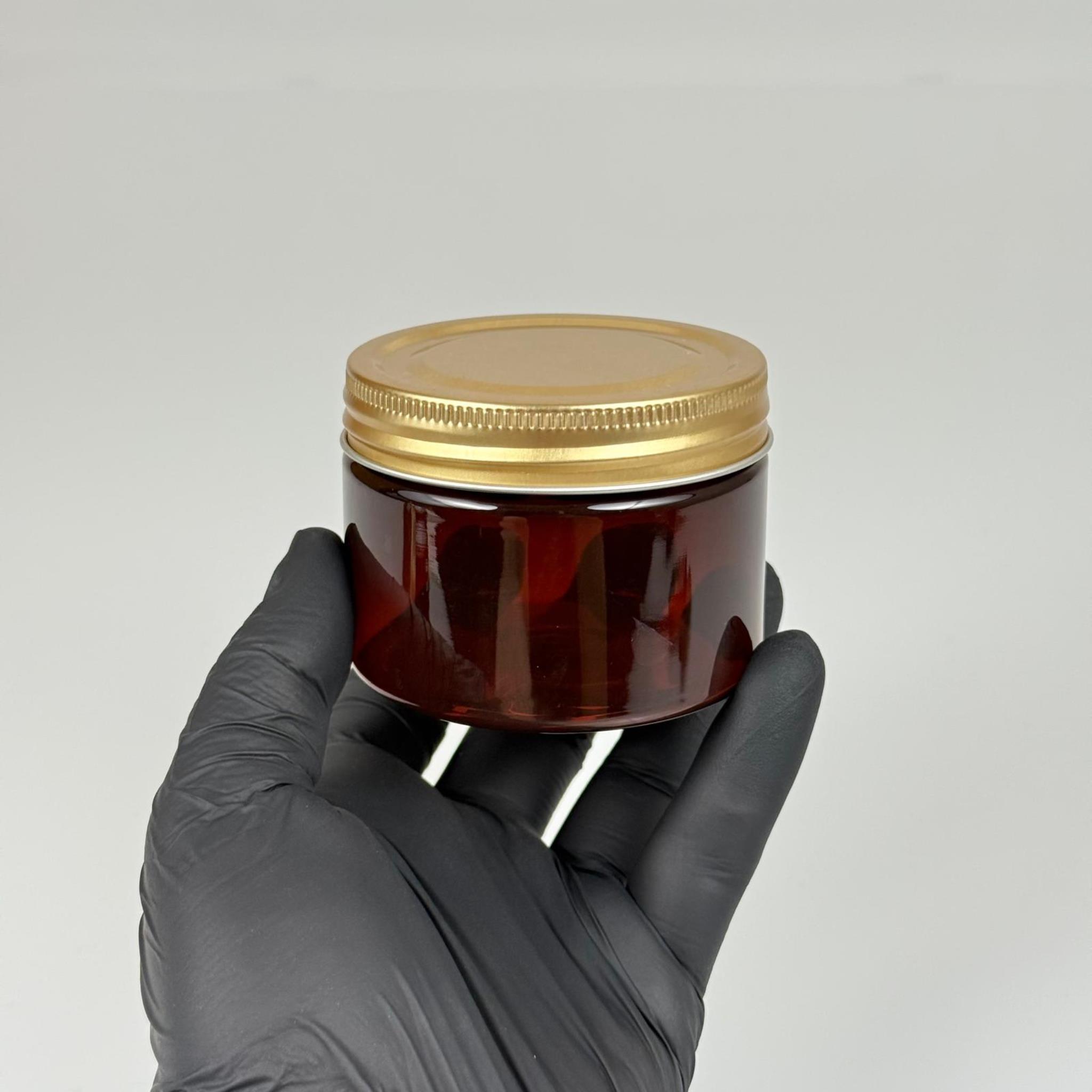 150 ML SERT PET KAVANOZ + GOLD METAL KAPAK + İÇ TIPA - 150 CC KALIN AMBER PLASTİK KAVANOZ GOLD METAL KAPAKLI İÇ TIPALI TAKIM - KREM KAVANOZLARI