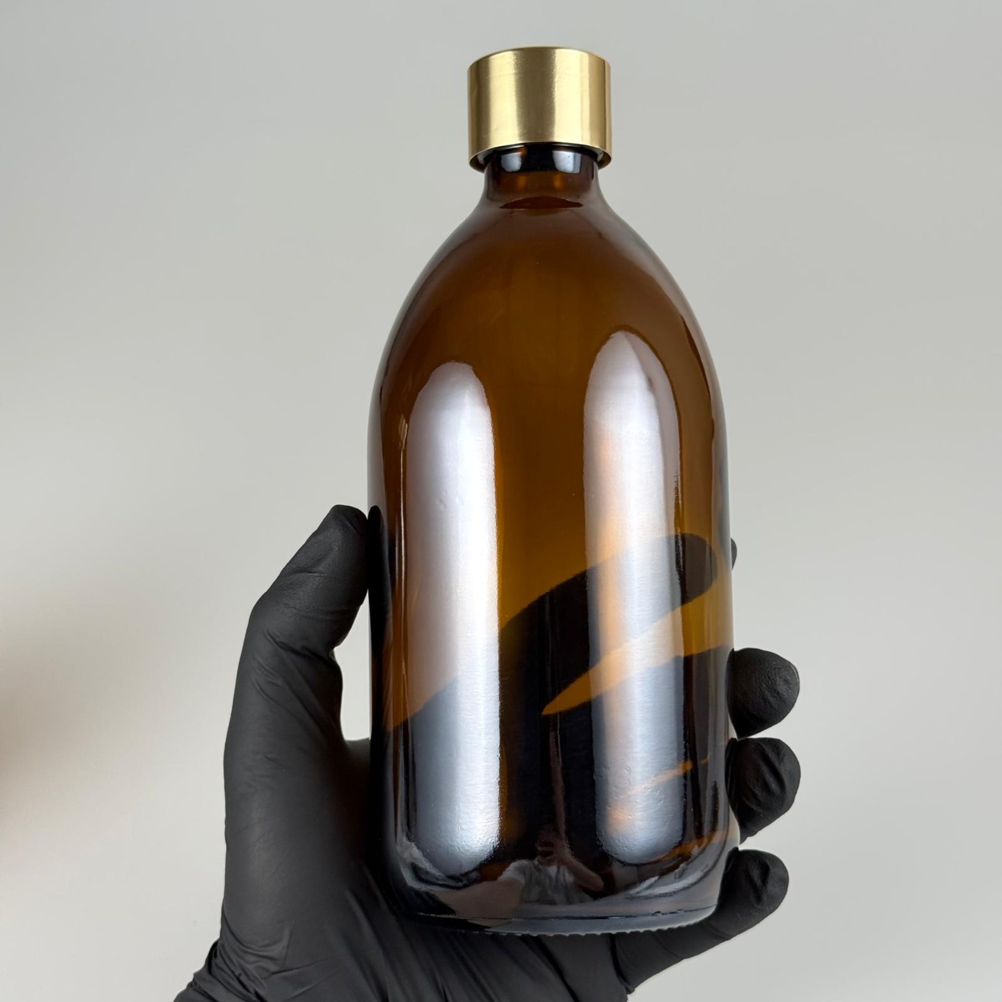 500 CC AMBER TOMBUL ÖZEL SERİ CAM ŞİŞE + ALÜMİNYUM KAPLAMALI GOLD KAPAKLI + KÖR TIPALI TAKIM - 500 ML KAHVERENGİ CAM ŞİŞE