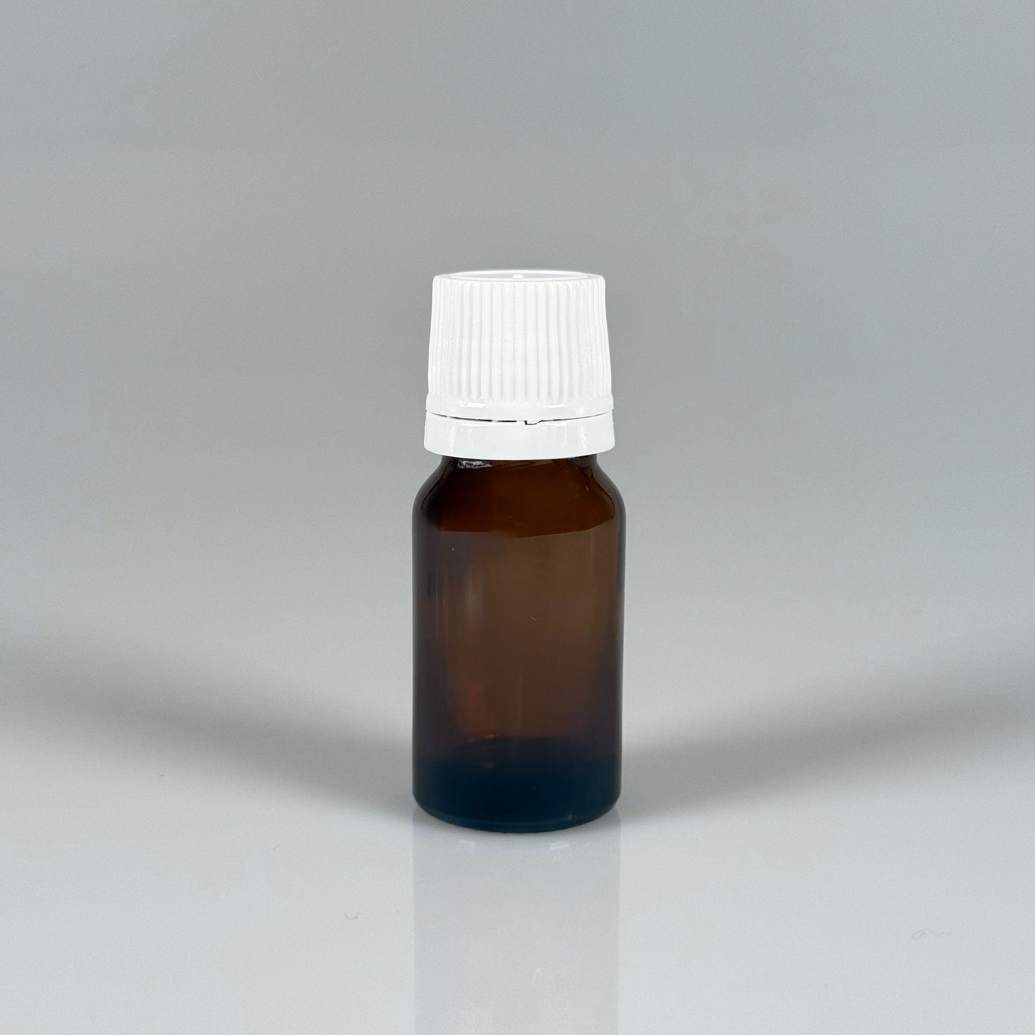 10 CC CAM AMBER KAHVERENGİ KİLİTLİ, KENDİNDEN CONTALI BEYAZ KAPAKLI - 10 ML DAR AĞIZLI İLAÇ ŞİŞESİ