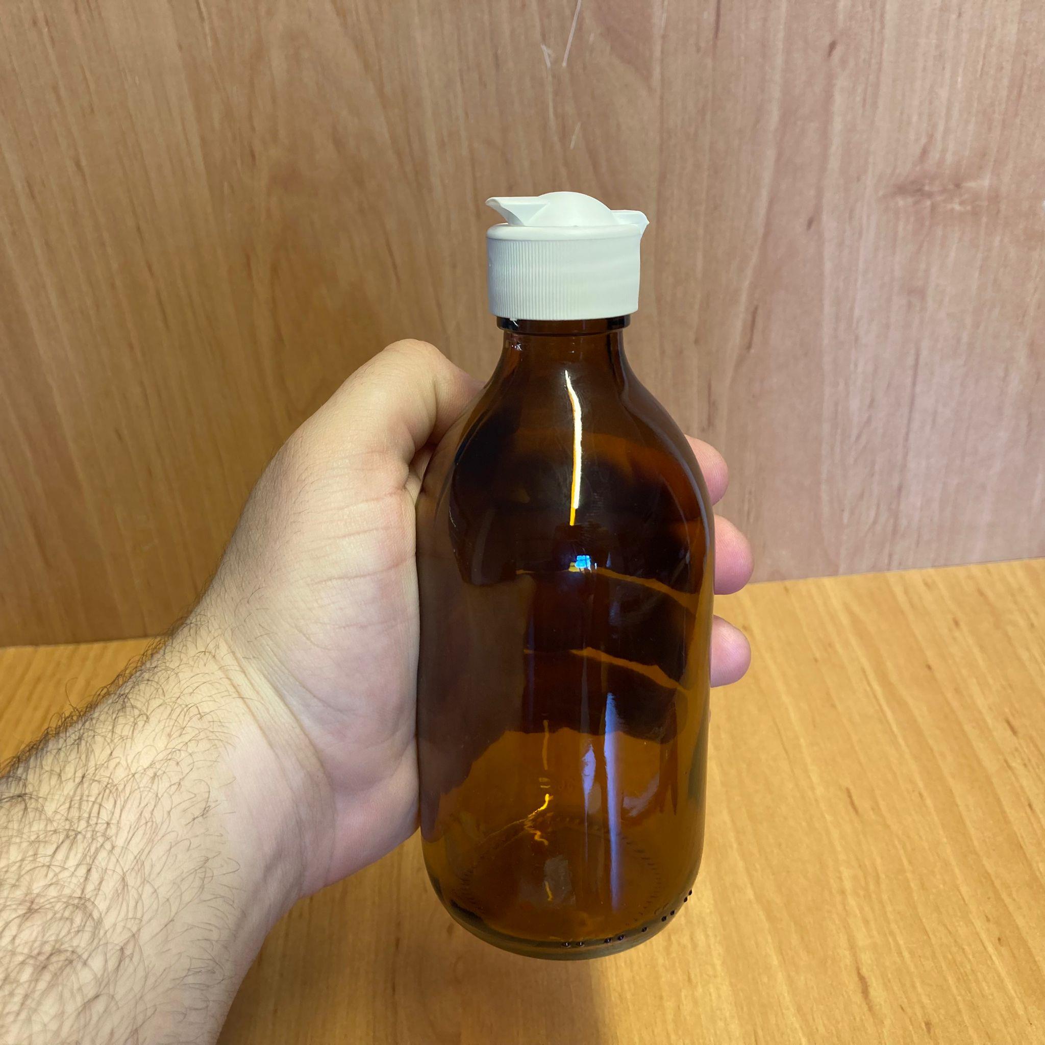 300 CC AMBER CAM ŞİŞE - BEYAZ AKITICILI FLİPTOP KAPAKLI - 300 ML KAHVERENGİ BOŞ ŞURUP ŞİŞESİ - AÇILIR KAPANIR KAPAKLI