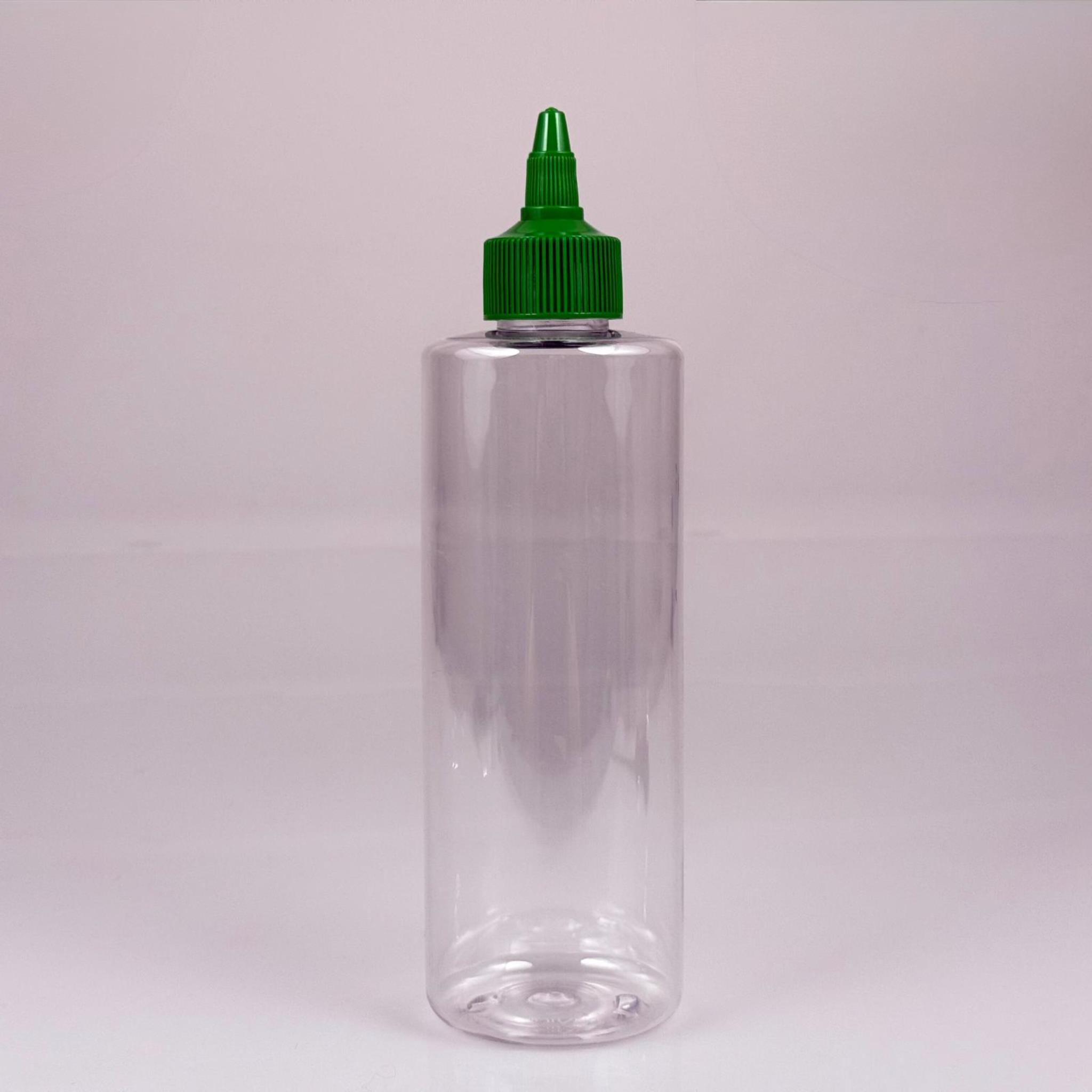 ZEYTİNYAĞI, SOS, ACI SOS, SİRKE, SRIRACHA VB BOŞ ŞİŞELERİ - YEŞİL SİVRİ TWİST AKITICI KAPAK + 400 ML ŞEFFAF PET PLASTİK ŞİŞE TAKIM