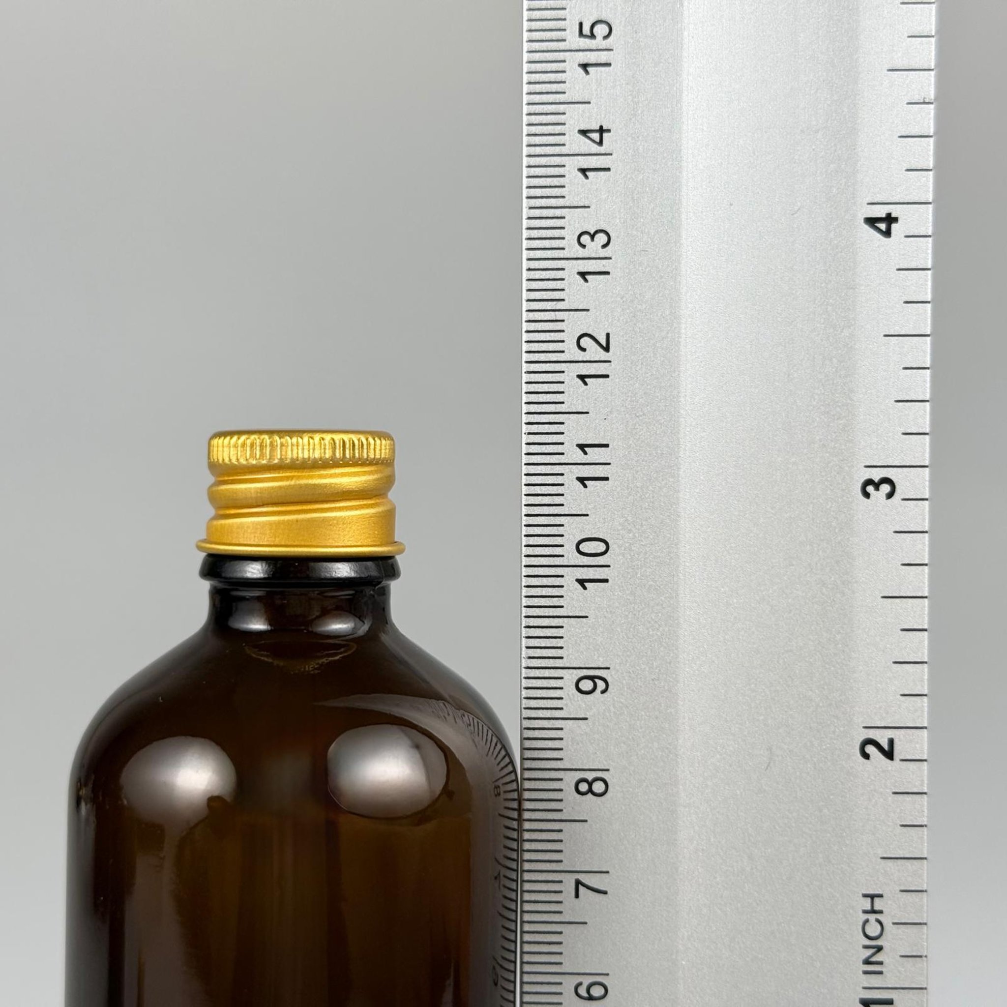 100 CC AMBER CAM ŞİŞE + KÖPÜK CONTALI GOLD ALÜMİNYUM METAL KAPAKLI TAKIM - 100 ML KAHVERENGİ CAM ŞİŞE