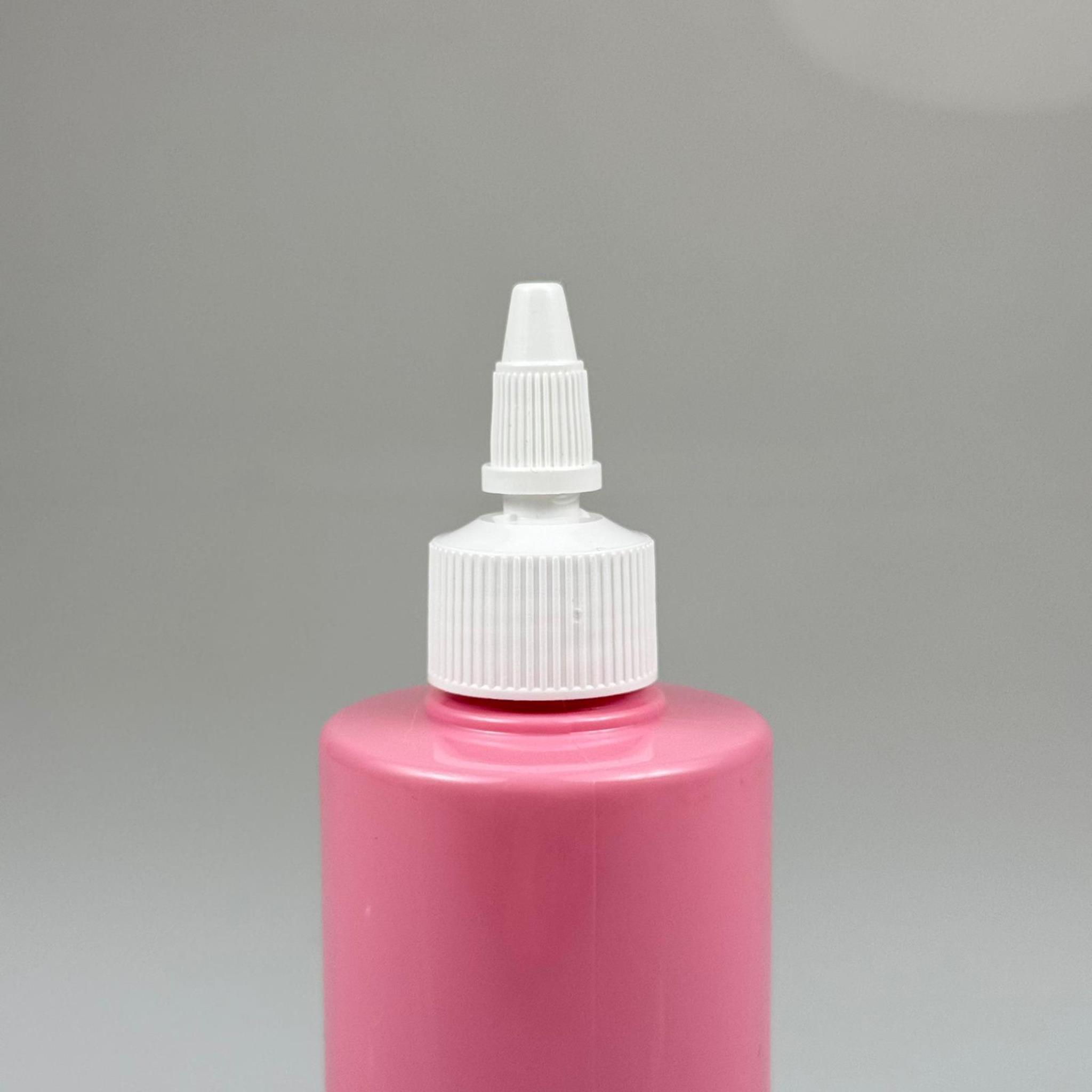 YAĞ, SOS, ACI SOS, SİRKE, SRIRACHA, MÜREKKEP, TUTKAL AKITICI VB BOŞ ŞİŞELERİ - BEYAZ SİVRİ TWİST AKITICI KAPAK + 200 ML KÜT PEMBE SERT PET PLASTİK ŞİŞE TAKIM