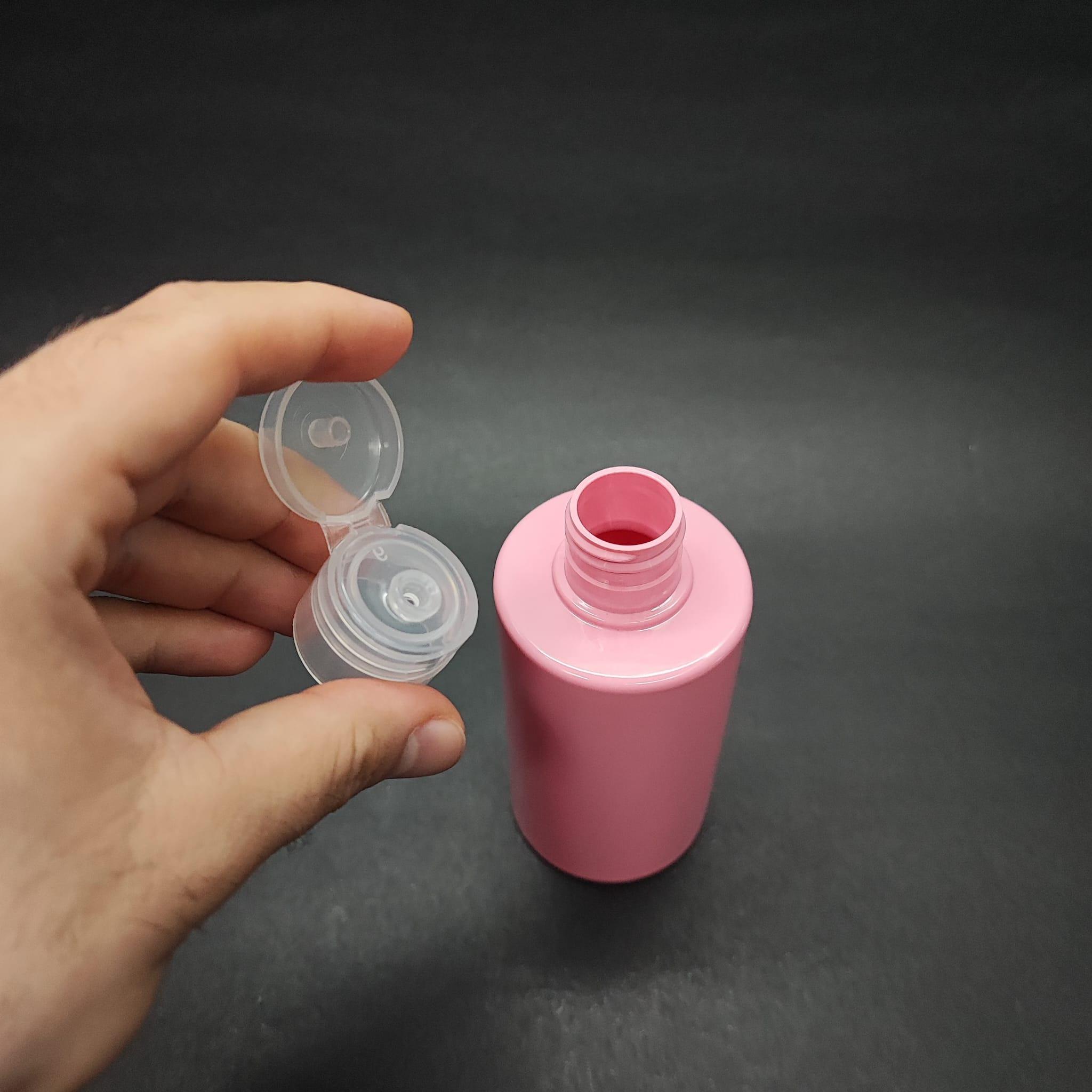 200 CC KÜT BOYUNLU SİLİNDİR PET ŞİŞE (24 GR) - ŞEFFAF FLİPTOP KAPAKLI - 200 ML PLASTİK ŞİŞE - PEMBE