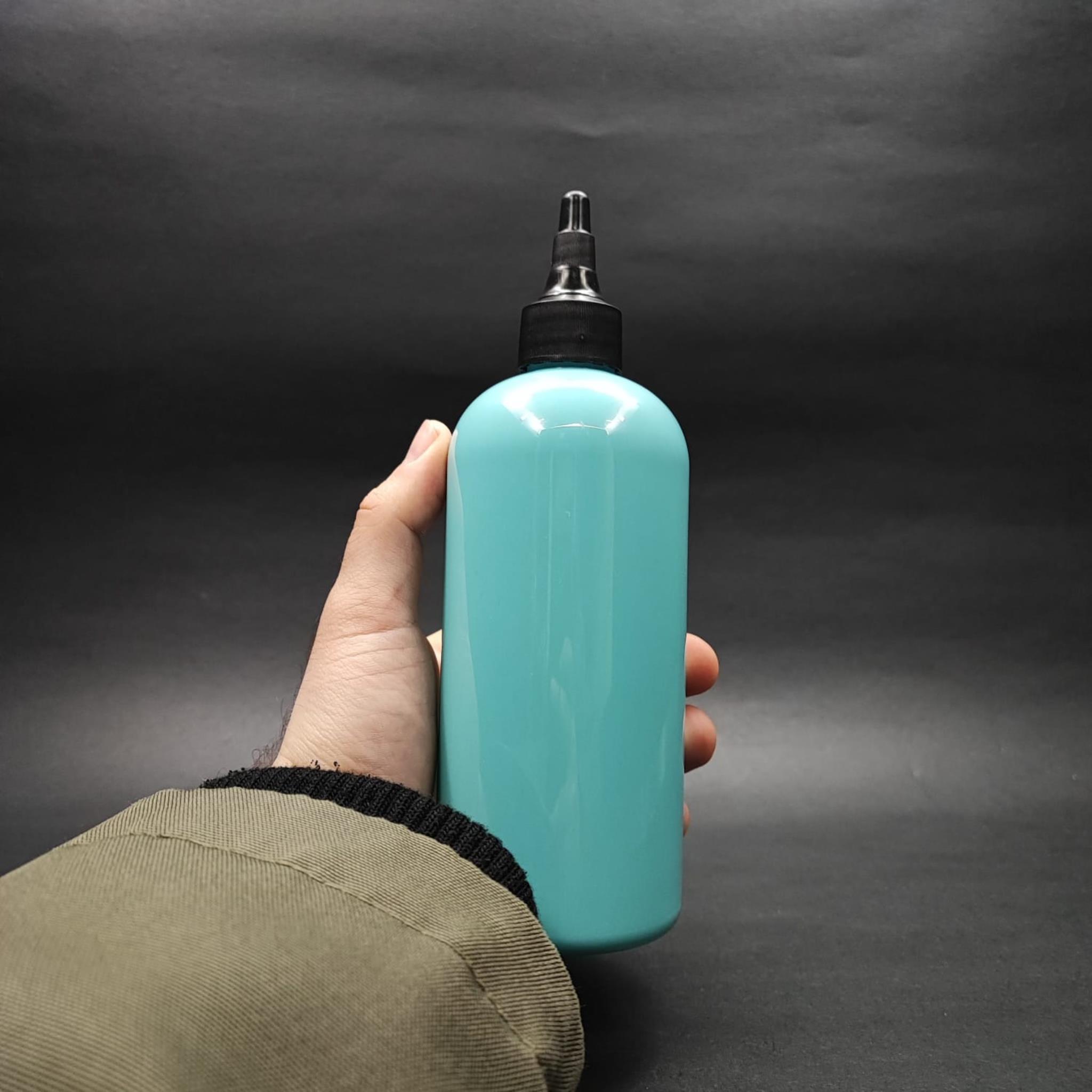 400 CC OVAL BOYUNLU SİLİNDİR PET ŞİŞE (30 GR) - SİYAH ASANSÖR KAPAKLI - 400 ML PLASTİK ŞİŞE - TURKUAZ
