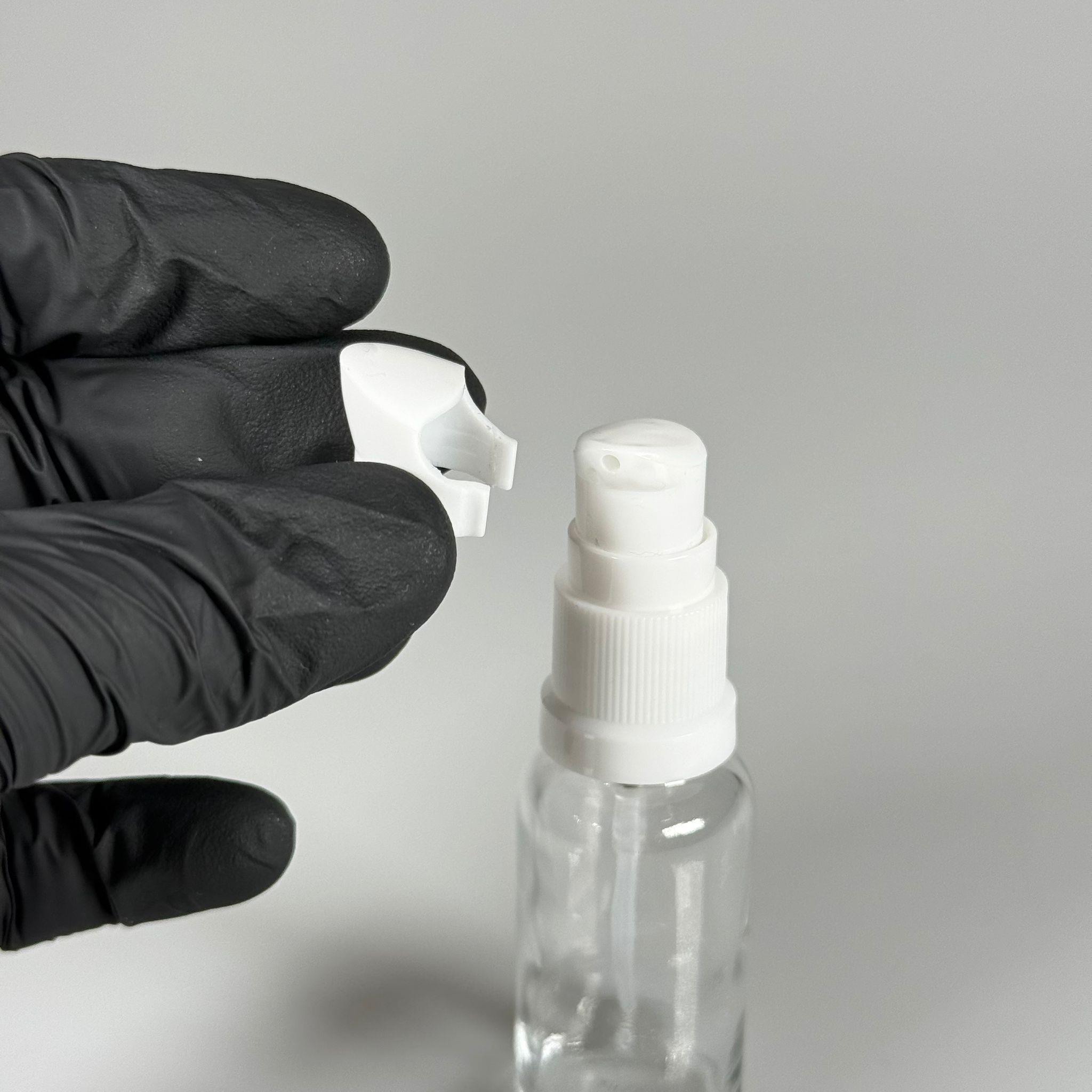 20 CC ŞEFFAF CAM ŞİŞE - SIZDIRMAZ ETEKLİ BEYAZ LOSYON POMPALI TAKIM - 20 ML LOSYON ŞİŞESİ - YAĞ, KREM GİBİ YOĞUN KIVAMLI SIVILAR İÇİN CAM AMBALAJ