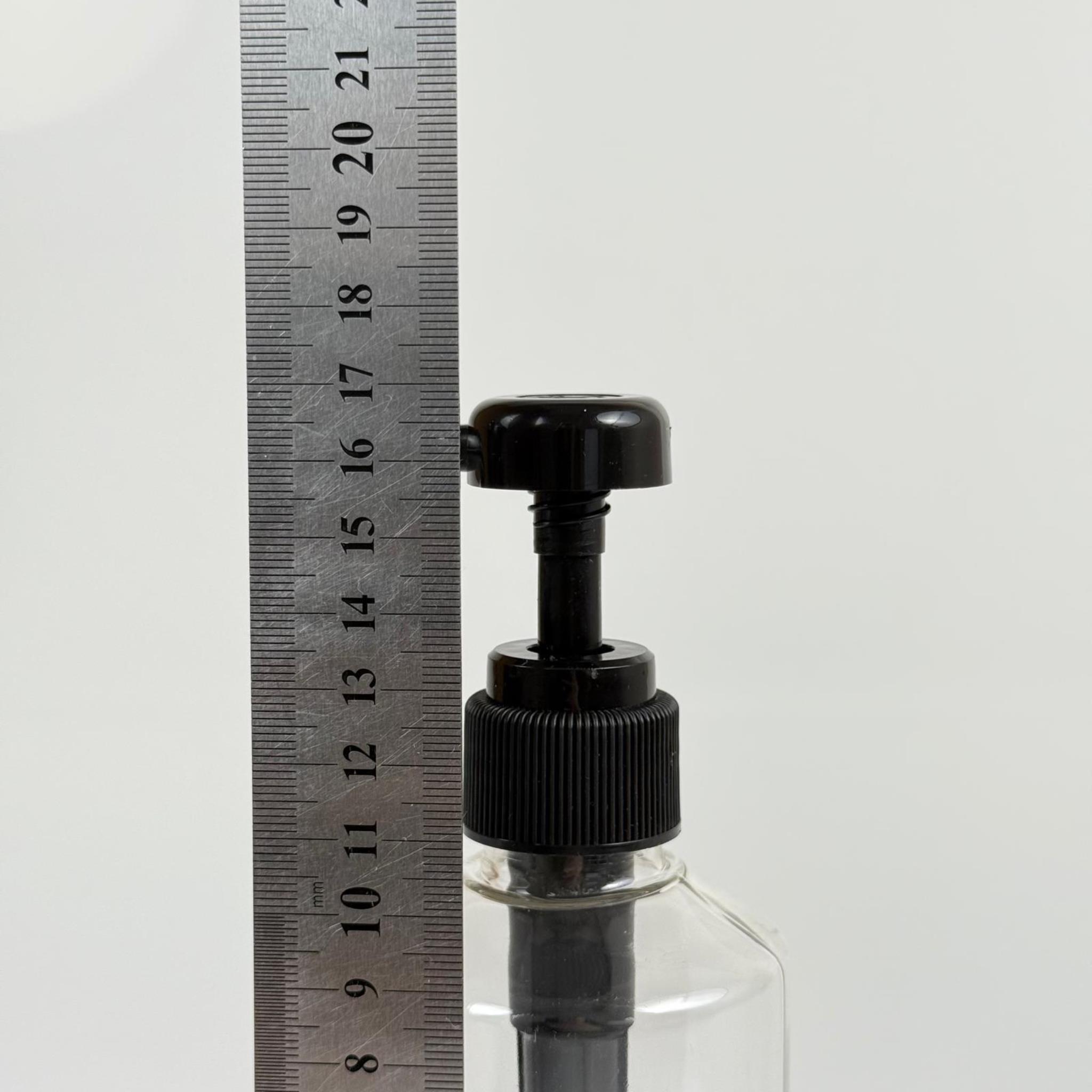 250 CC PET ŞEFFAF KÜT MODEL ŞİŞE - SİYAH DOZAJ POMPALI (HER BASMADA 4 CC SIVI ATAR) - 0,25 LT POMPALI ŞİŞE - ŞURUP, ŞAMPUAN, KREM GİBİ YOĞUN KIVAMLI SIVILARDA KULLANILIR