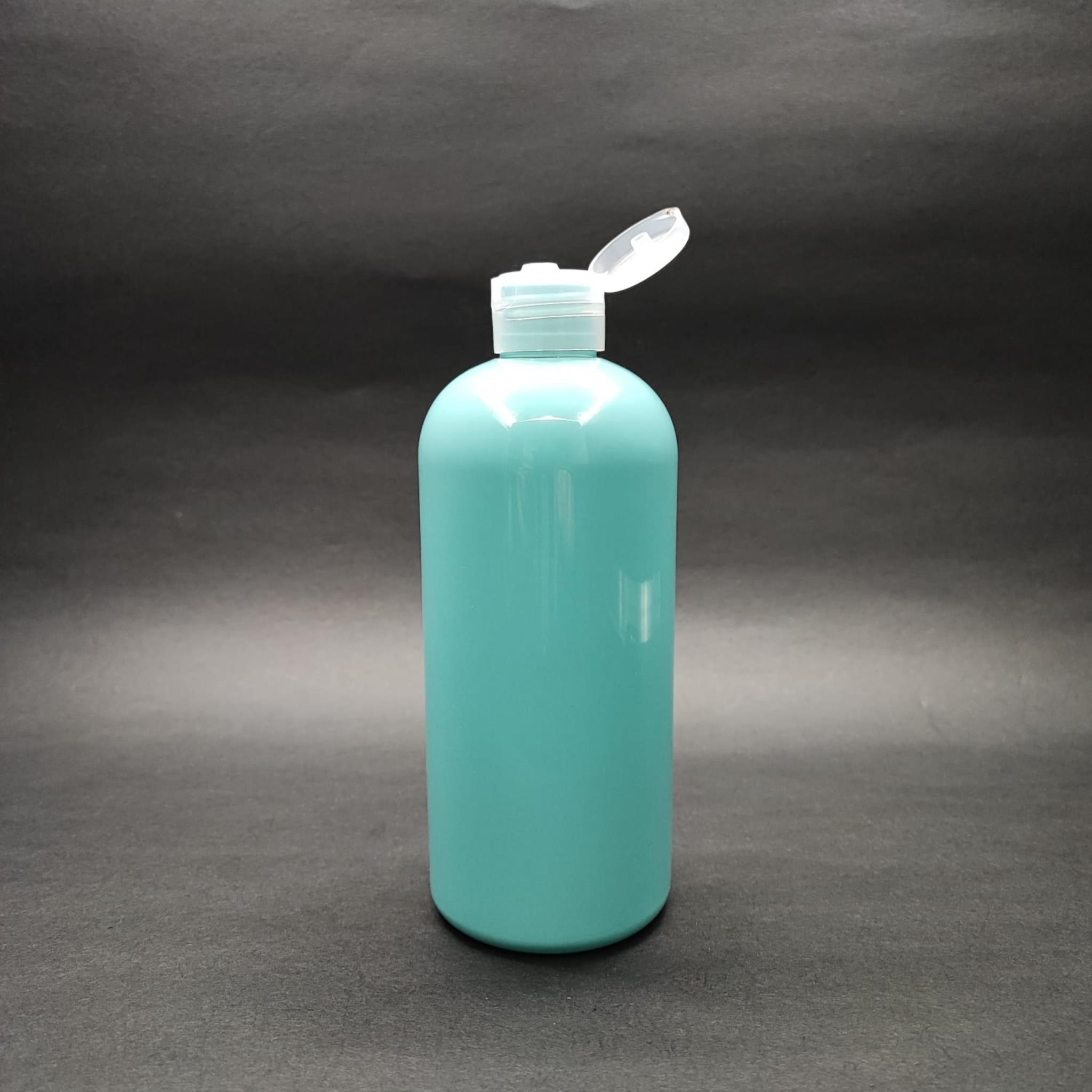 400 CC OVAL BOYUNLU SİLİNDİR PET ŞİŞE (30 GR) - ŞEFFAF FLİPTOP ŞAMPUAN KAPAKLI - 400 ML PLASTİK ŞİŞE - TURKUAZ