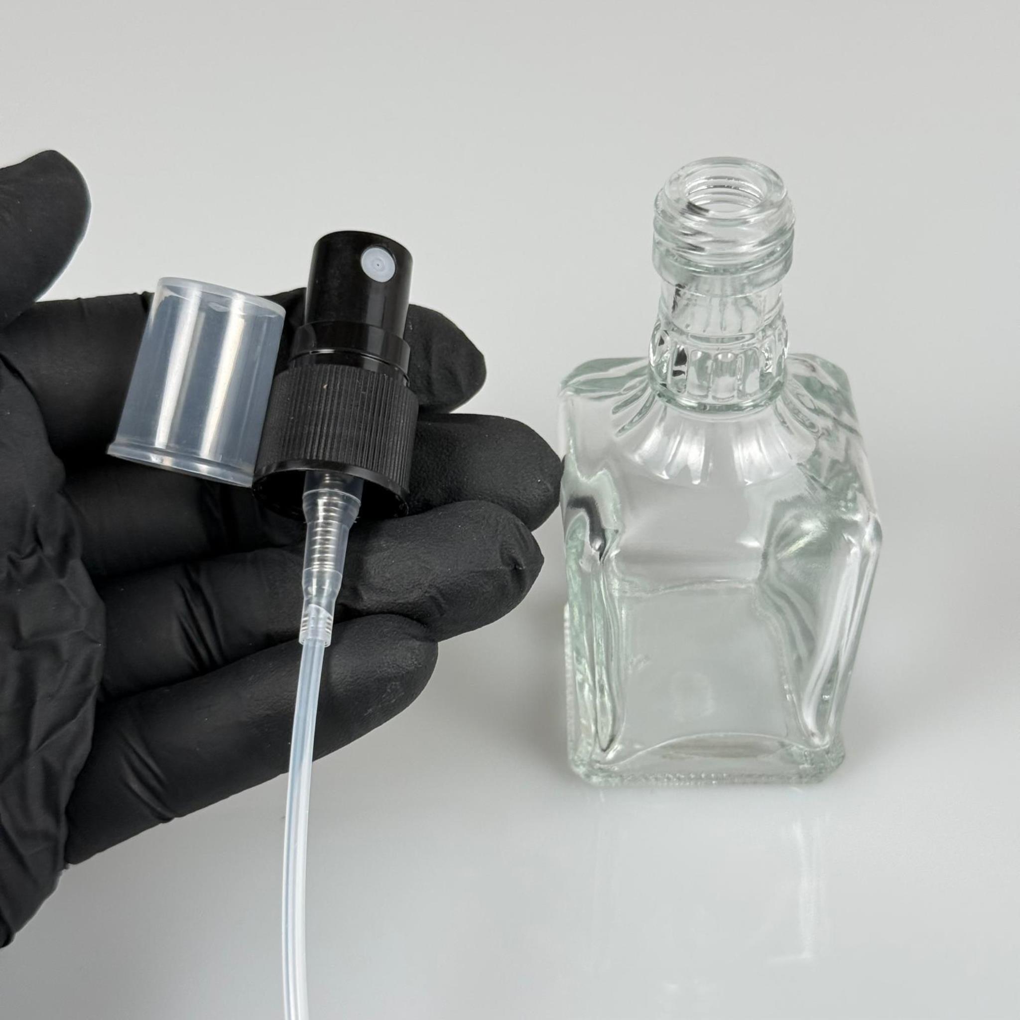 50 CC BOĞAZLI KONİK CAM ŞİŞE - SİYAH SPREYLİ PARFÜM KOLONYA ŞİŞESİ TAKIM - 50 ML PRESTİJLİ ŞİŞE
