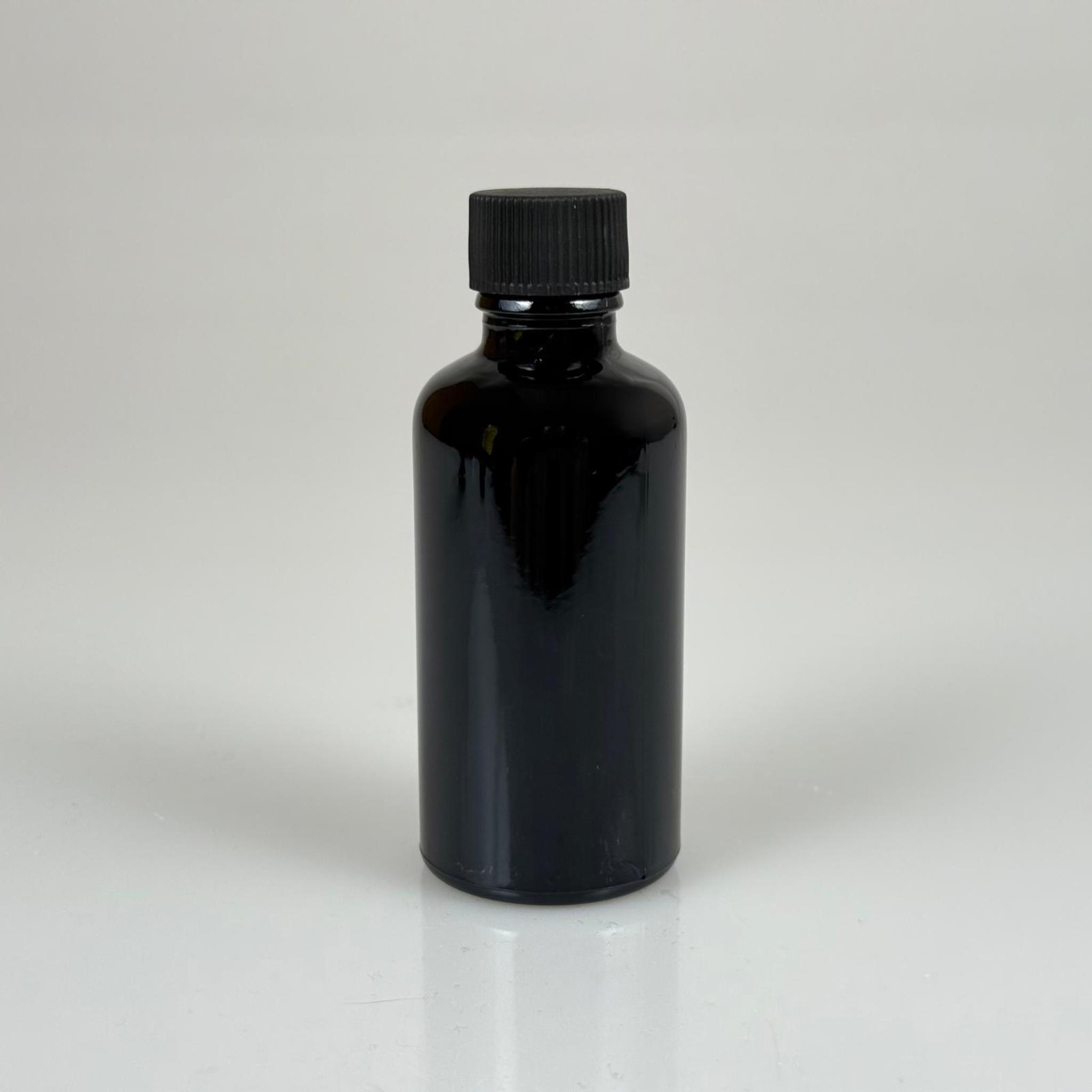 50 CC SİYAH CAM ŞİŞE - SİYAH KAPAKLI - 50 ML SİYAH STANDART CAM ŞİŞE