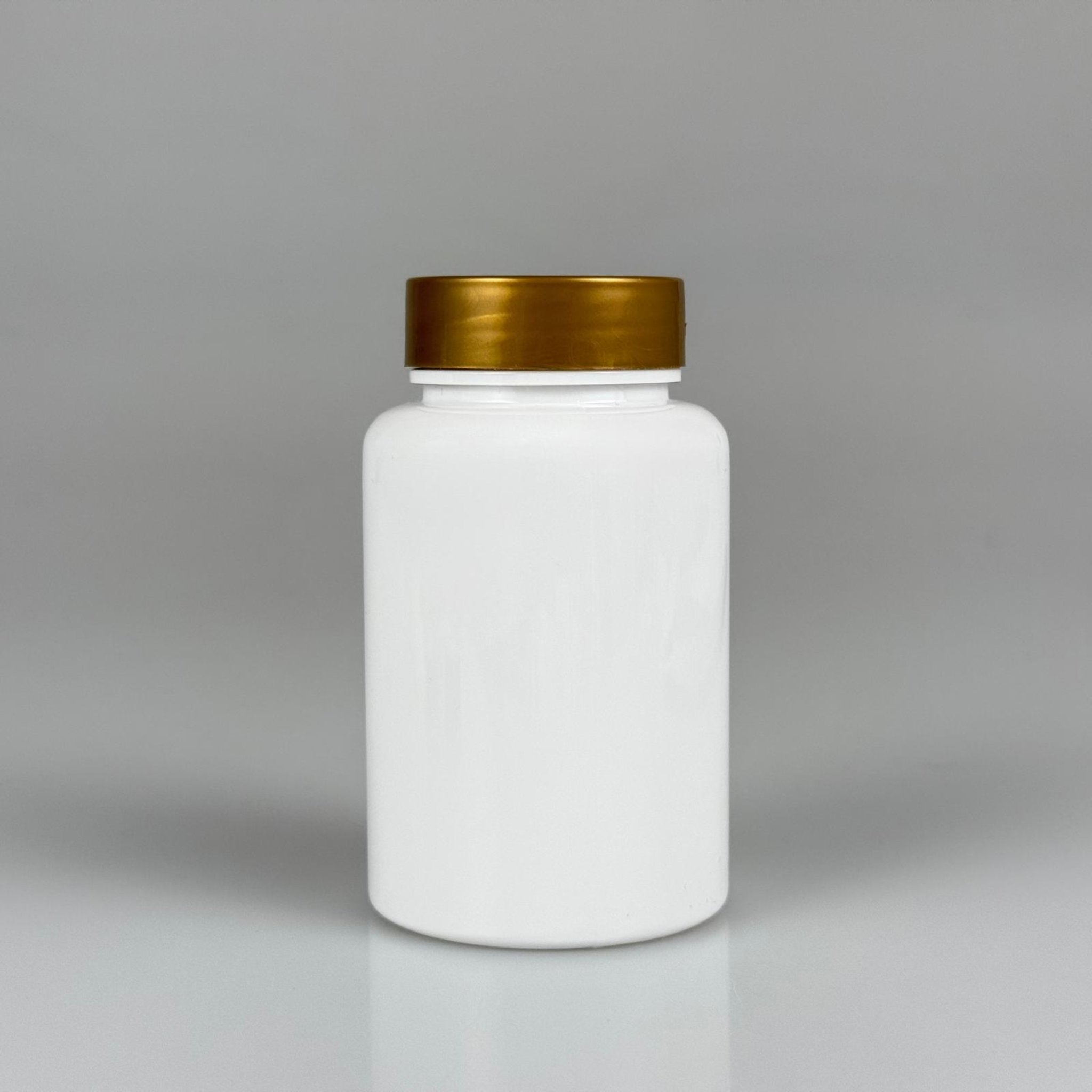 150 CC BEYAZ PET TABLET ŞİŞESİ - GOLD KAPAKLI - 150 ML KAPSÜL KUTUSU - İLAÇ ŞİŞESİ - MEDİKAL HAP ŞİŞESİ - FARMASÖTİK KAVANOZ