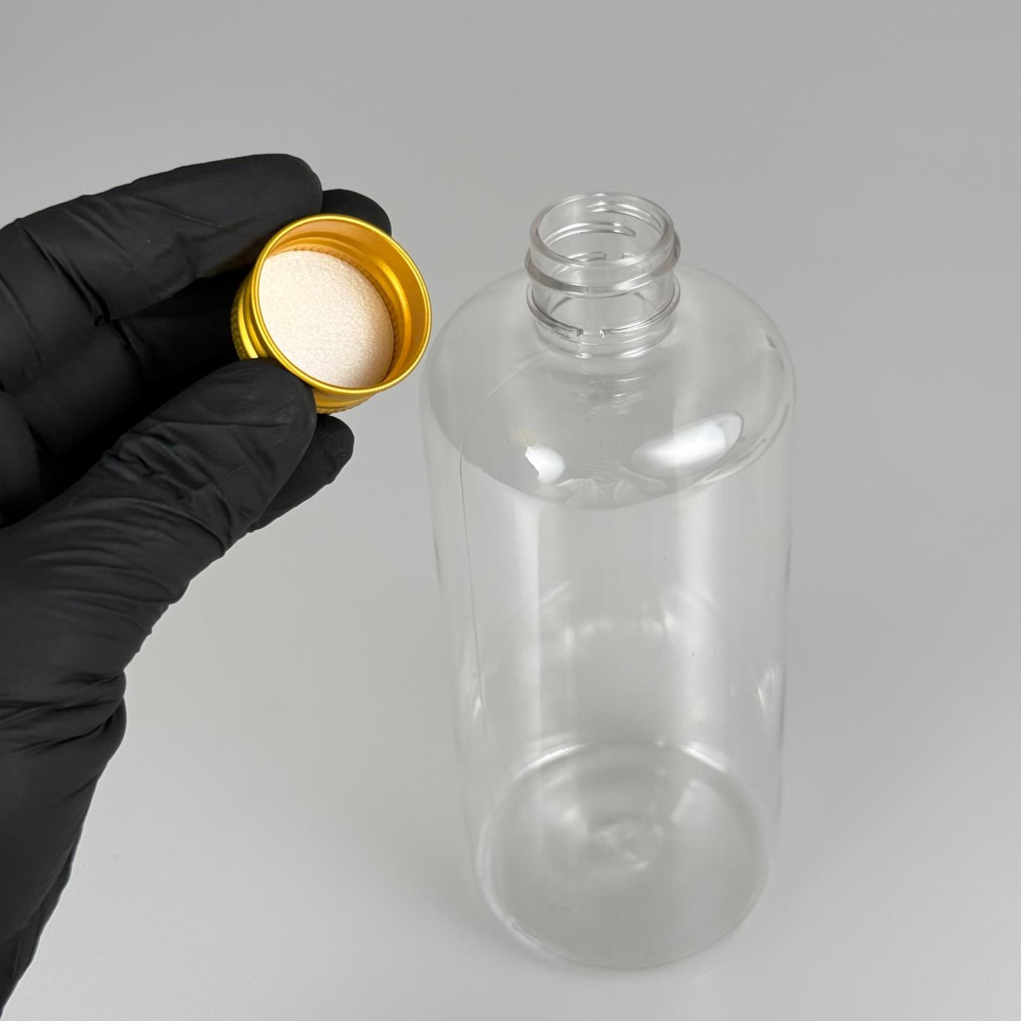 500 CC ŞEFFAF UZUN SİLİNDİR PET ŞİŞE KALIN (26 GR) - GOLD METAL ALÜMİNYUM KAPAKLI - 28 AĞIZ - 500 ML PET ŞİŞE