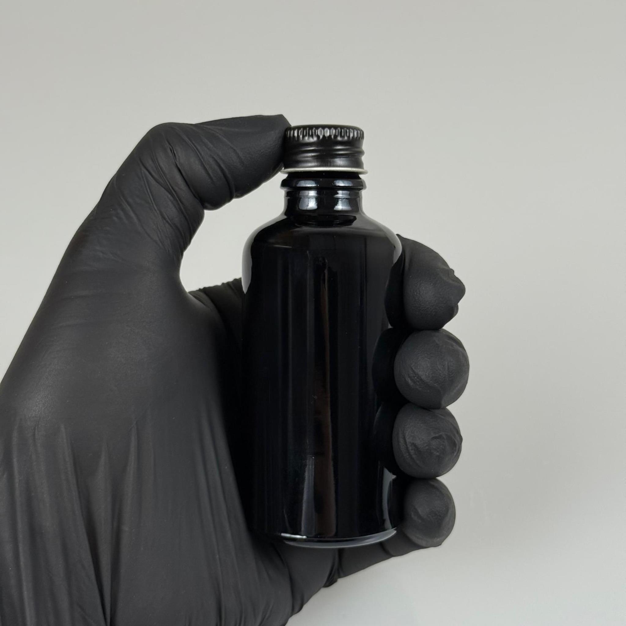 50 CC SİYAH CAM ŞİŞE - SİYAH VİDALI METAL KAPAKLI - 50 ML CAM ŞİŞE