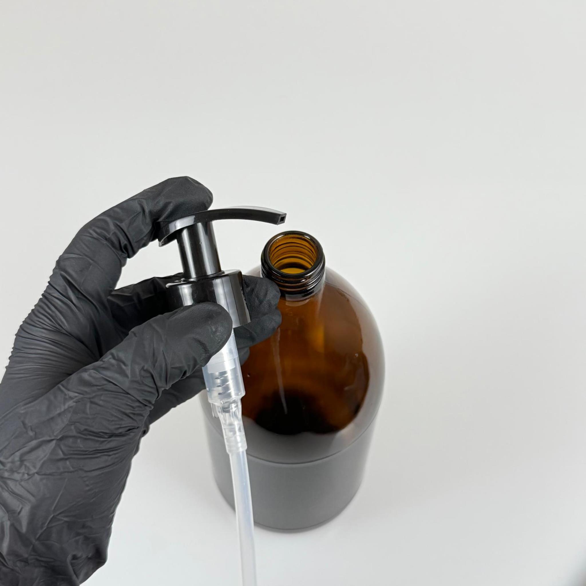 1000 CC AMBER TOMBUL ÖZEL SERİ CAM ŞİŞE - SİYAH POMPALI - 1000 ML CAM ECZA ŞİŞESİ - KAHVERENGİ