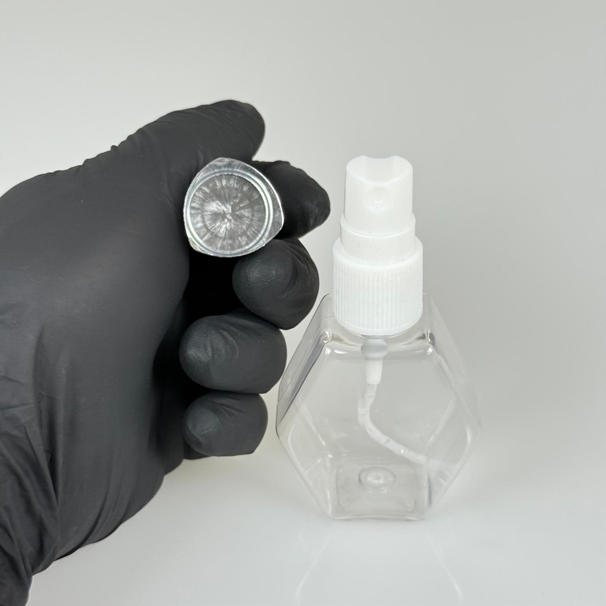 40 ML PET KOLONYA, PARFÜM VB ŞİŞELERİ - METAL ALÜMİNYUM GÜMÜŞ KAPAK + VİDALI SPREY + 40 CC ALTIGEN ŞİŞE SET TAKIM