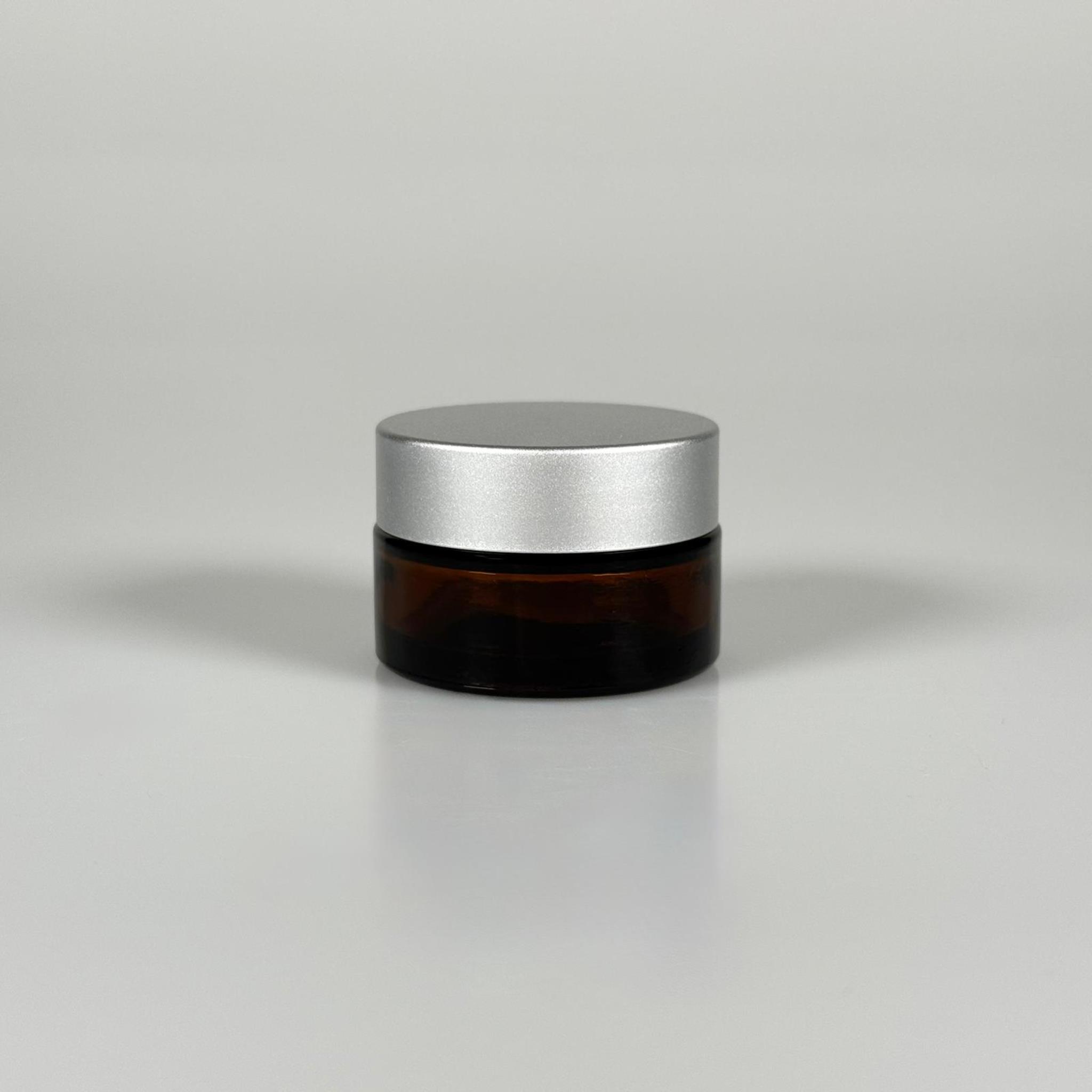 20 CC CAM AMBER KREM KAVANOZU - GÜMÜŞ KAPAKLI İÇ CONTALI - 20 ML KAHVERENGİ KREM KAVANOZU - AMBER MUM KAVANOZU