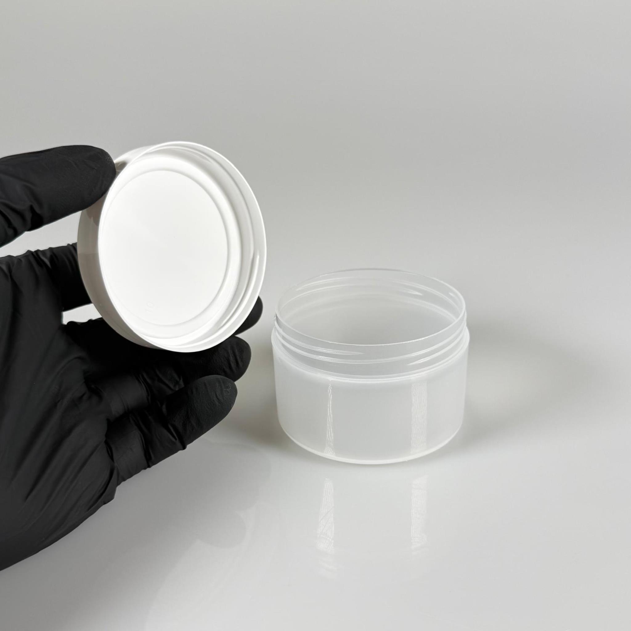 100 CC NATUREL ŞEFFAF PLASTİK KREM KAVANOZU BEYAZ KAPAKLI - 100 ML SAYDAM POMAT KUTUSU