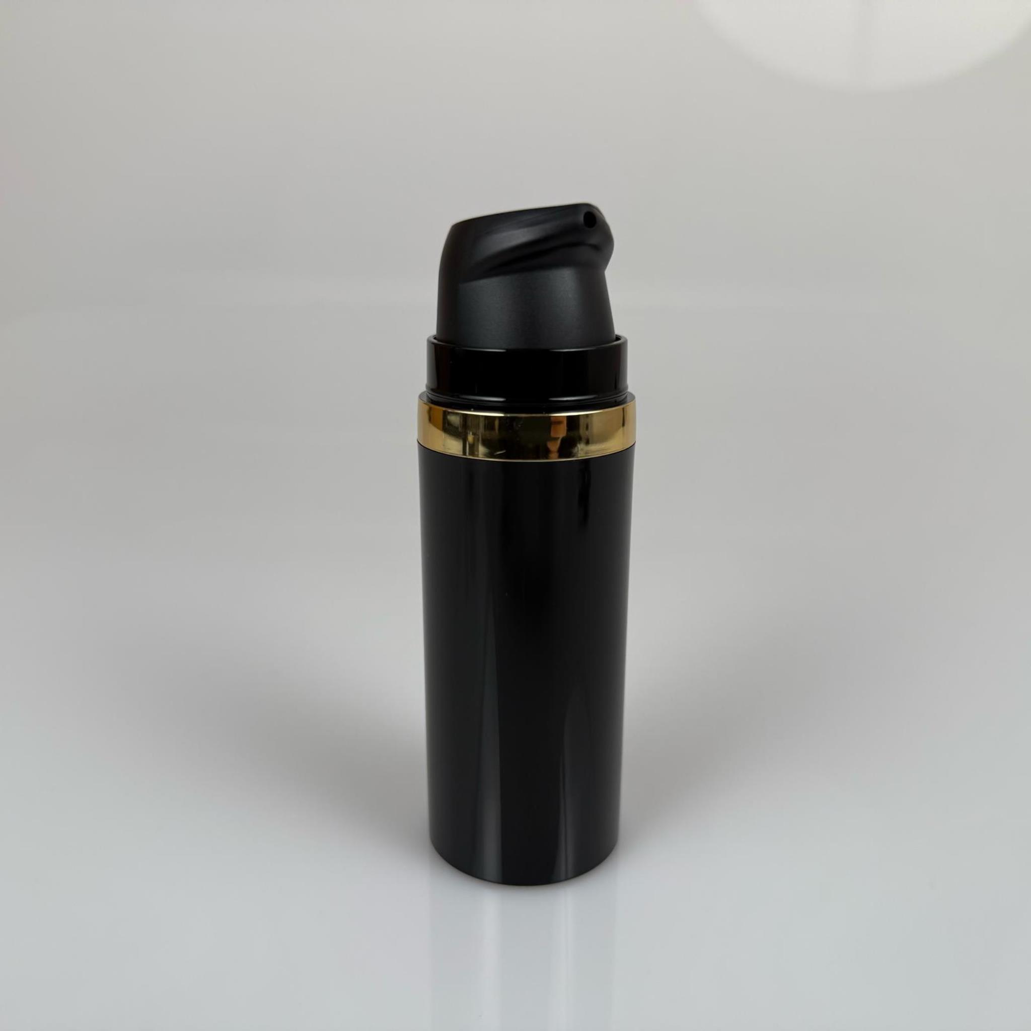 BOŞ KREM VE LOSYON ŞİŞESİ 50 ML BOŞ AİRLESS ŞİŞE - HAVASIZ POMPALI SİYAH - GOLD YALDIZLI AİRLESS ASANSÖR ŞİŞE - GÜNEŞ KREMİ , TONİK VB AMBALAJI