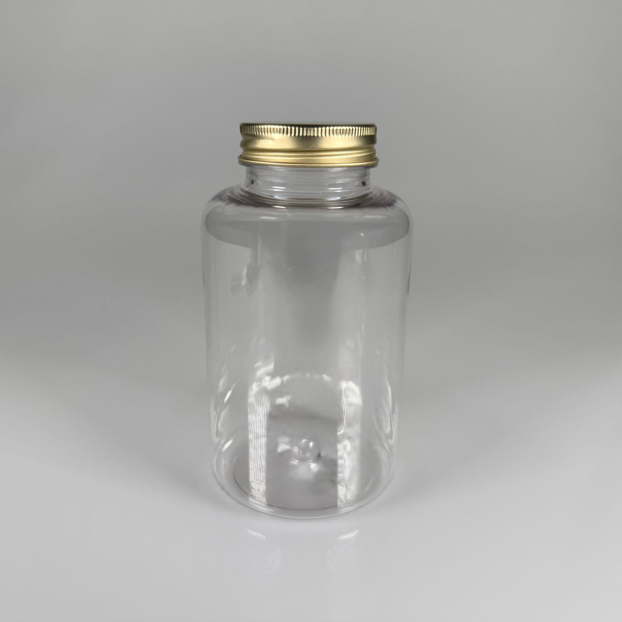 BAHARAT, TOZ, KAHVE, SAHLEP VB MUTFAK DÜZENLEME İÇİN KARE PLASTİK KAVANOZLAR - 400 ML -  RAF DÜZENLEYİCİ GIDAYA UYGUN KÖŞELİ GOLD METAL KAPAKLI ŞEFFAF PET KAVANOZLARI