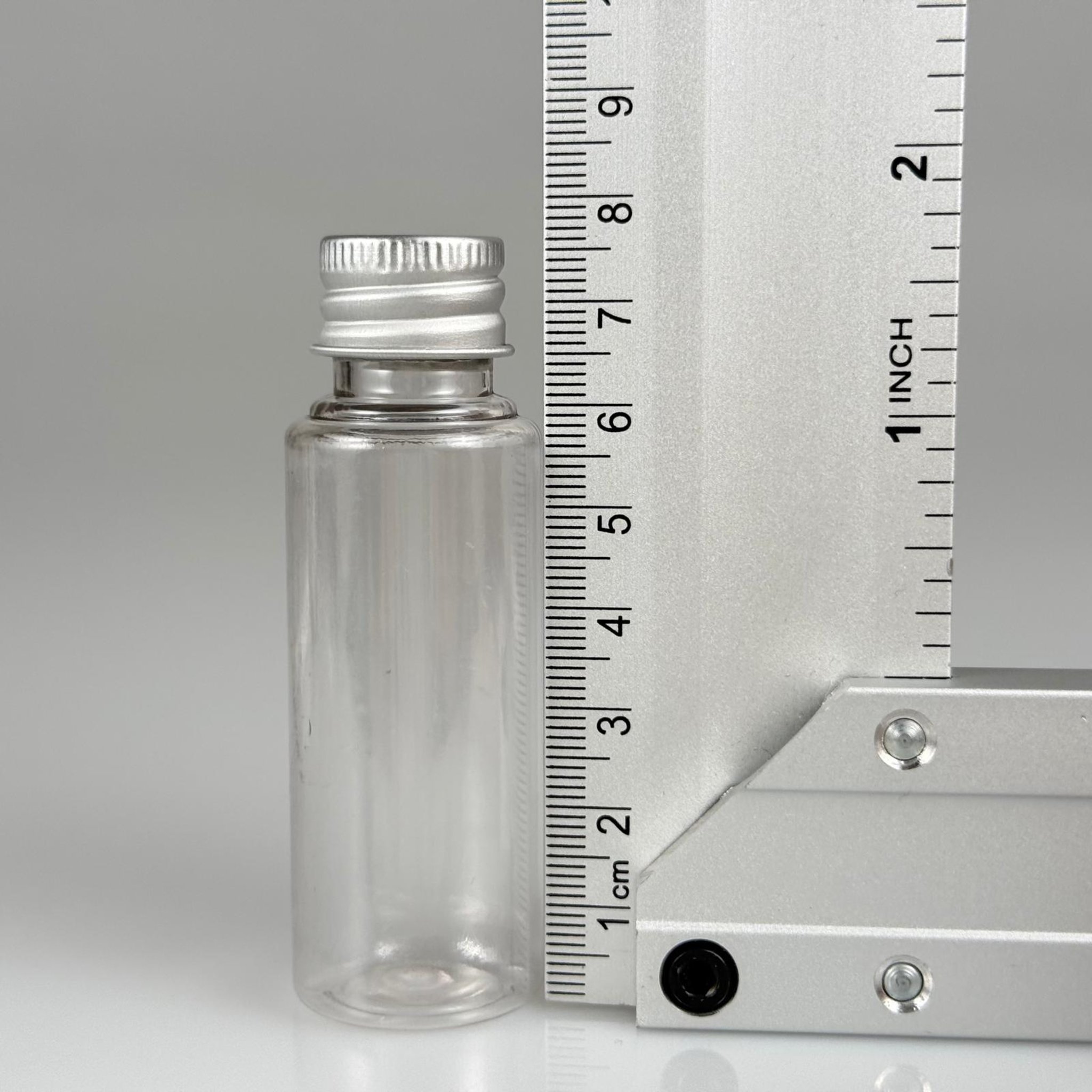 30 CC ŞEFFAF PET SHOT ŞİŞE - KÖPÜK CONTALI GÜMÜŞ ALÜMİNYUM METAL KAPAKLI TAKIM - 30 ML PLASTİK ŞİŞE