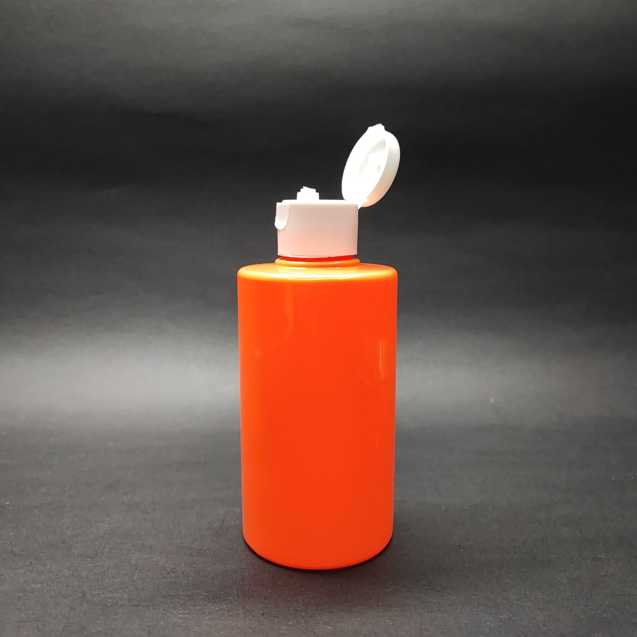 200 CC KÜT BOYUNLU SİLİNDİR PET ŞİŞE (24 GR) - BEYAZ FLİPTOP KAPAKLI - 200 ML PLASTİK ŞİŞE - TURUNCU