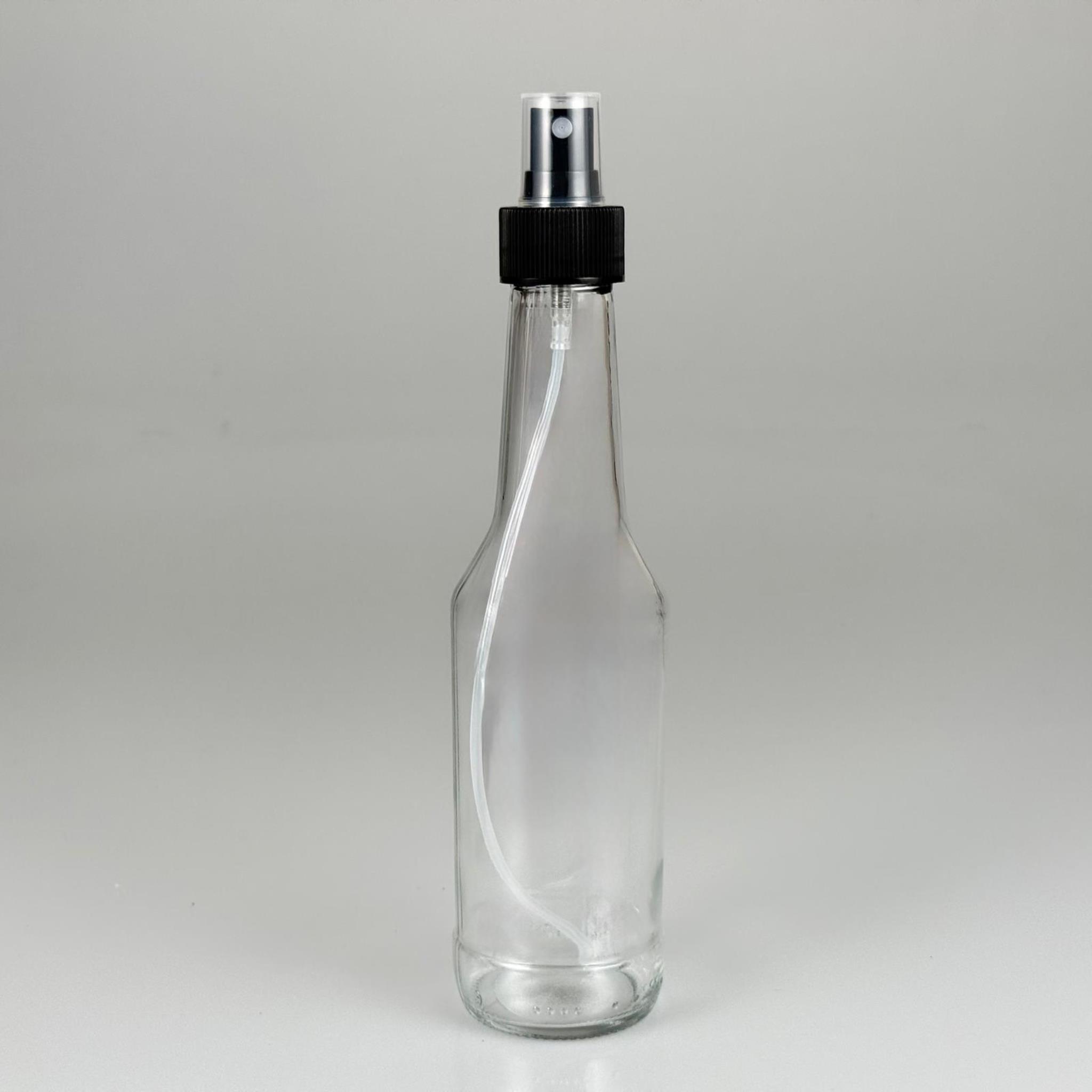 250 CC UZUN BOĞAZ CAM ŞİŞE - SİYAH PARMAK SPREYLİ - 250 ML SPREYLİ CAM ŞİŞE