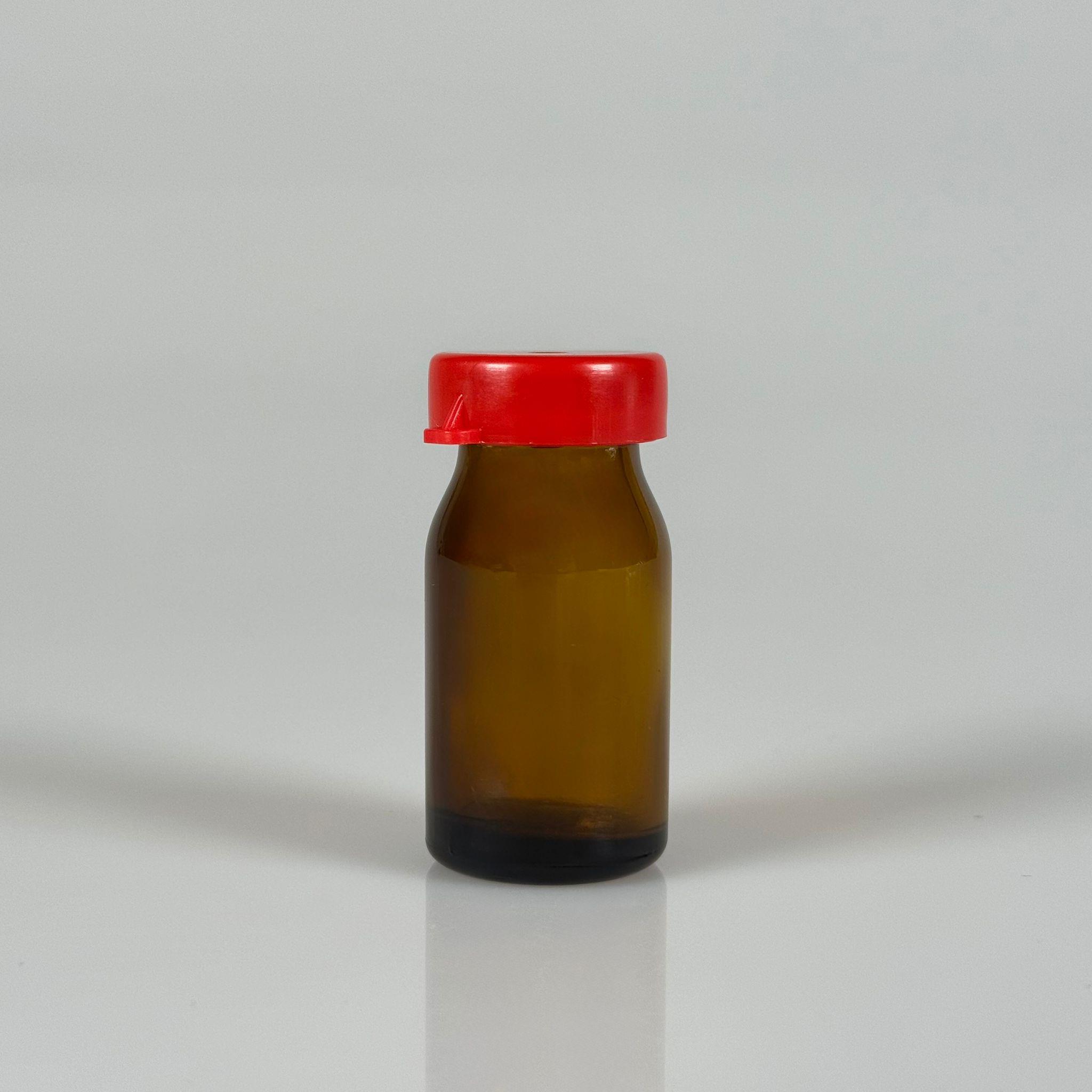 8 CC AMBER KAHVERENGİ CAM PENİSİLİN FLAKON ŞİŞE - 8 ML CAM ŞİŞE KIRMIZI SIZDIRMAZ KAPAKLI