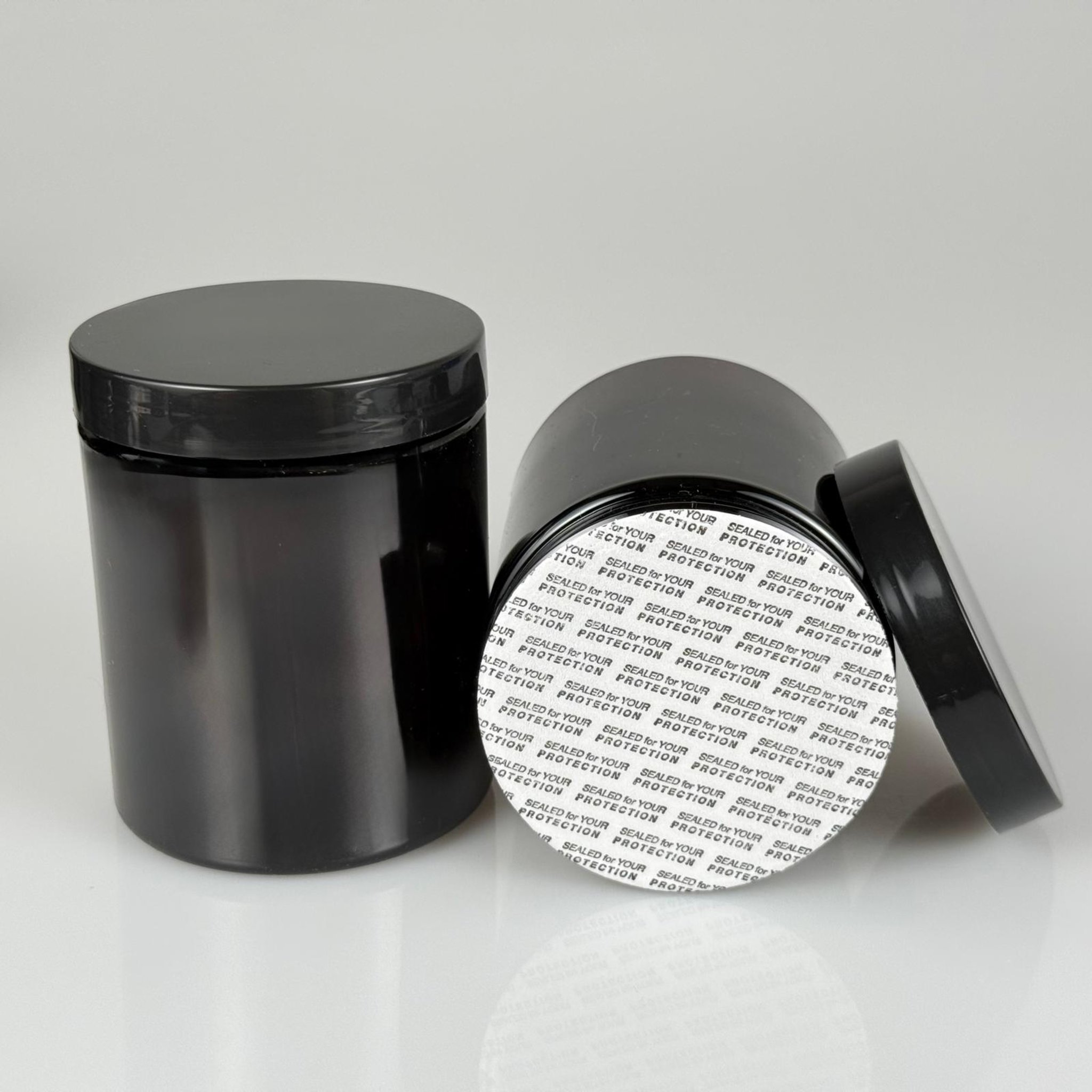 300 CC AMBER SERT PLASTİK KAVANOZ + SİYAH PLASTİK KAPAKLI + KENDİNDEN YAPIŞKANLI KÖPÜK CONTALI TAKIM - 300 ML PLASTİK KREM KAVANOZU