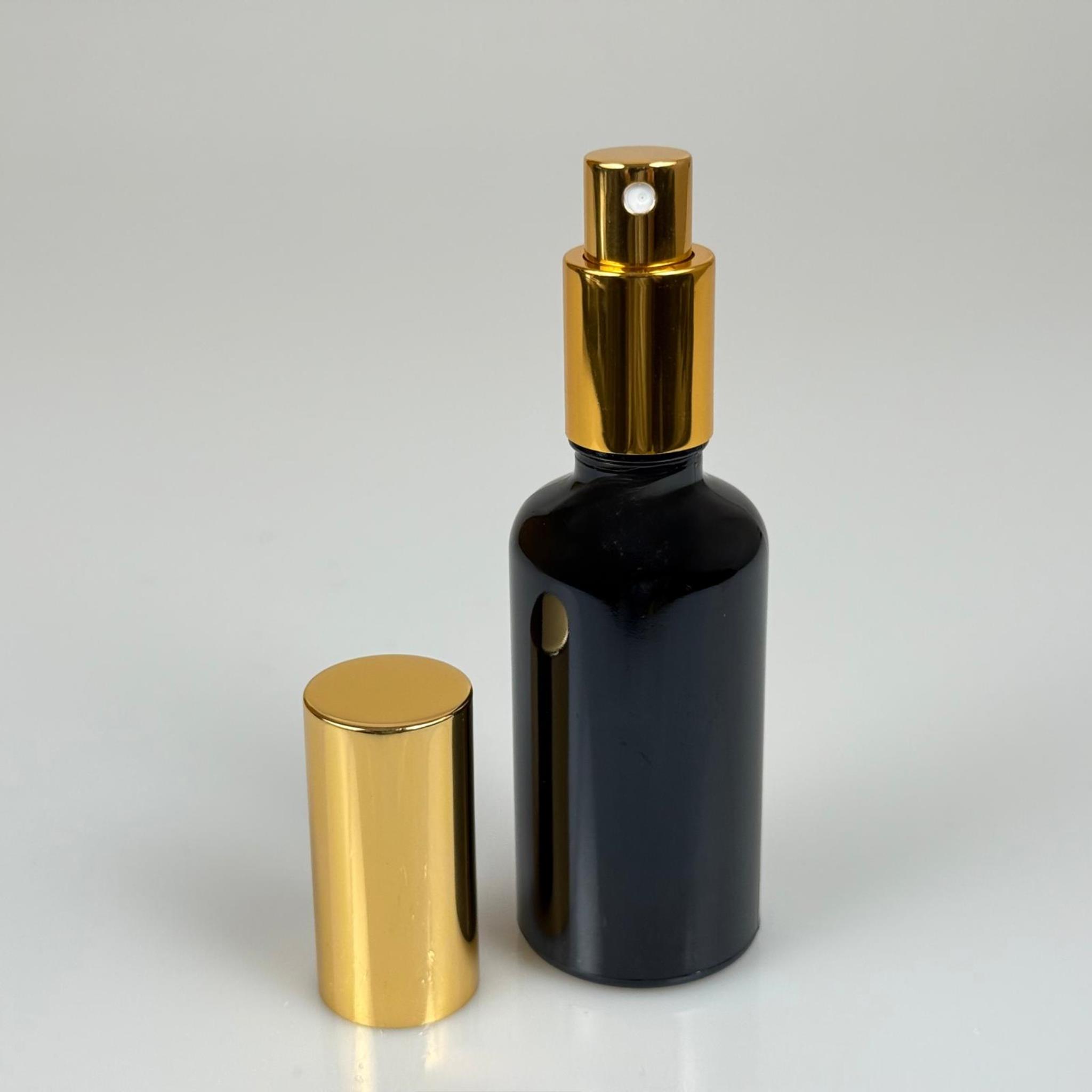 50 ML LÜKS VİDALI VALF ÇEVİRME PARFÜM ŞİŞELERİ - 50 CC SİYAH CAM ŞİŞE - GOLD METAL SPREYLİ KAPAKLI SET