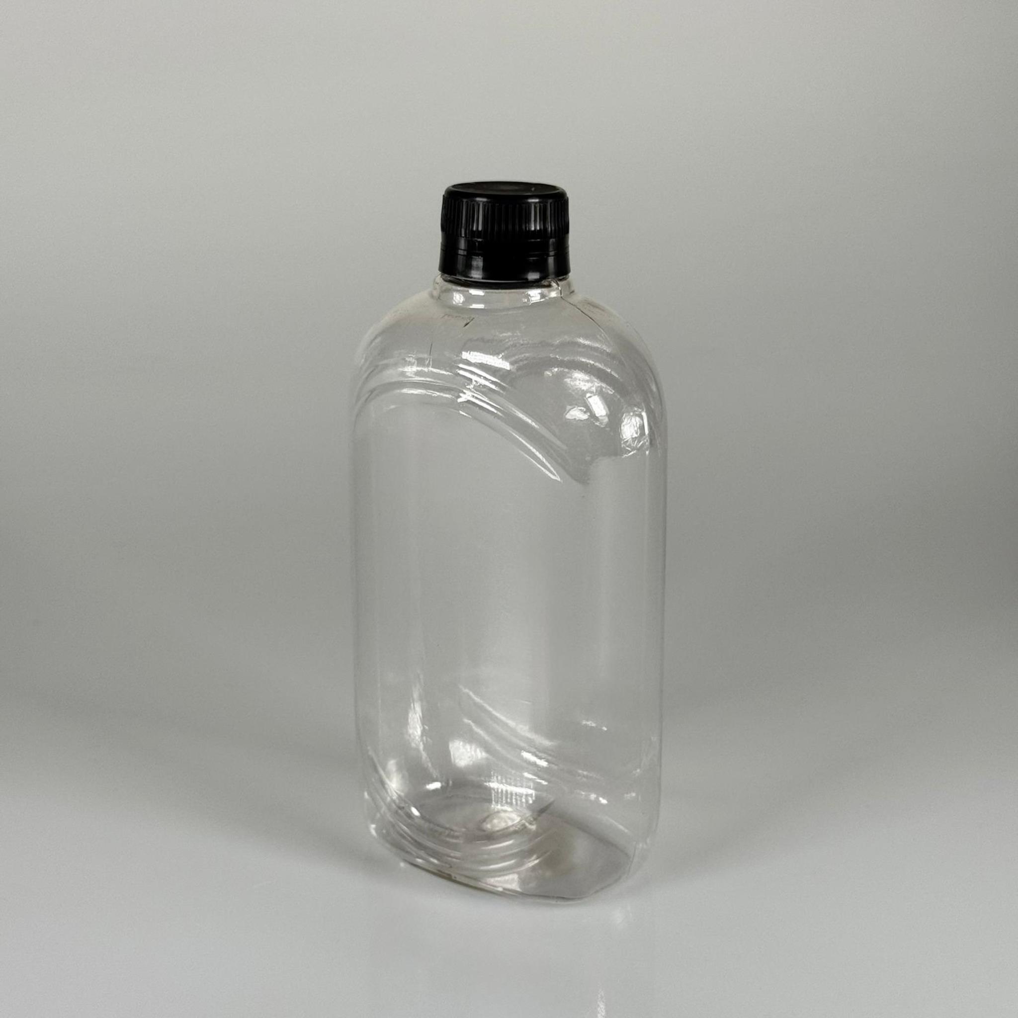 500 CC YASSI PET ŞİŞE SİYAH KİLİTLİ KAPAKLI - 500 ML PET ŞİŞE