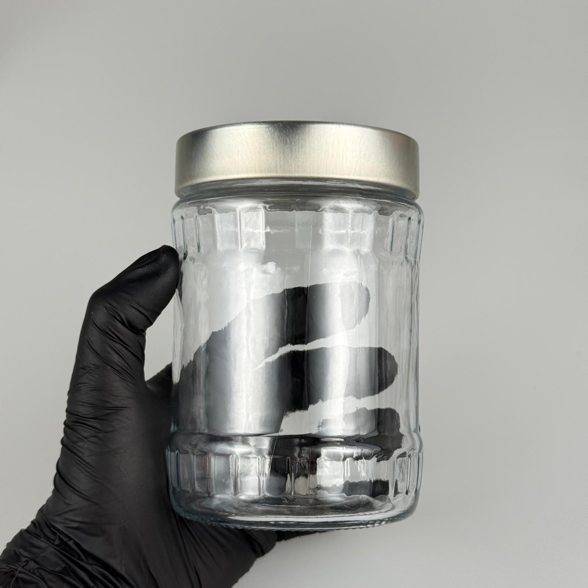 580 CC FASİT CAM KAVANOZ - GÜMÜŞ DERİN LÜX METAL KAPAKLI  - 580 ML AKILLI KAPAKLI FACET CAM KAVANOZ