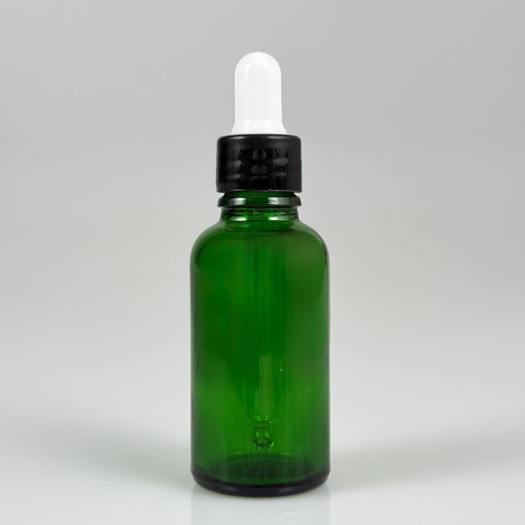 30 CC YEŞİL CAM DAMLALIKLI ŞİŞE - BEYAZ EMZİK + SİYAH  DÜZ KAPAK + CAM PİPET TAKIM - 30 ML YEŞİL DAMLALIKLI ŞİŞE SETİ