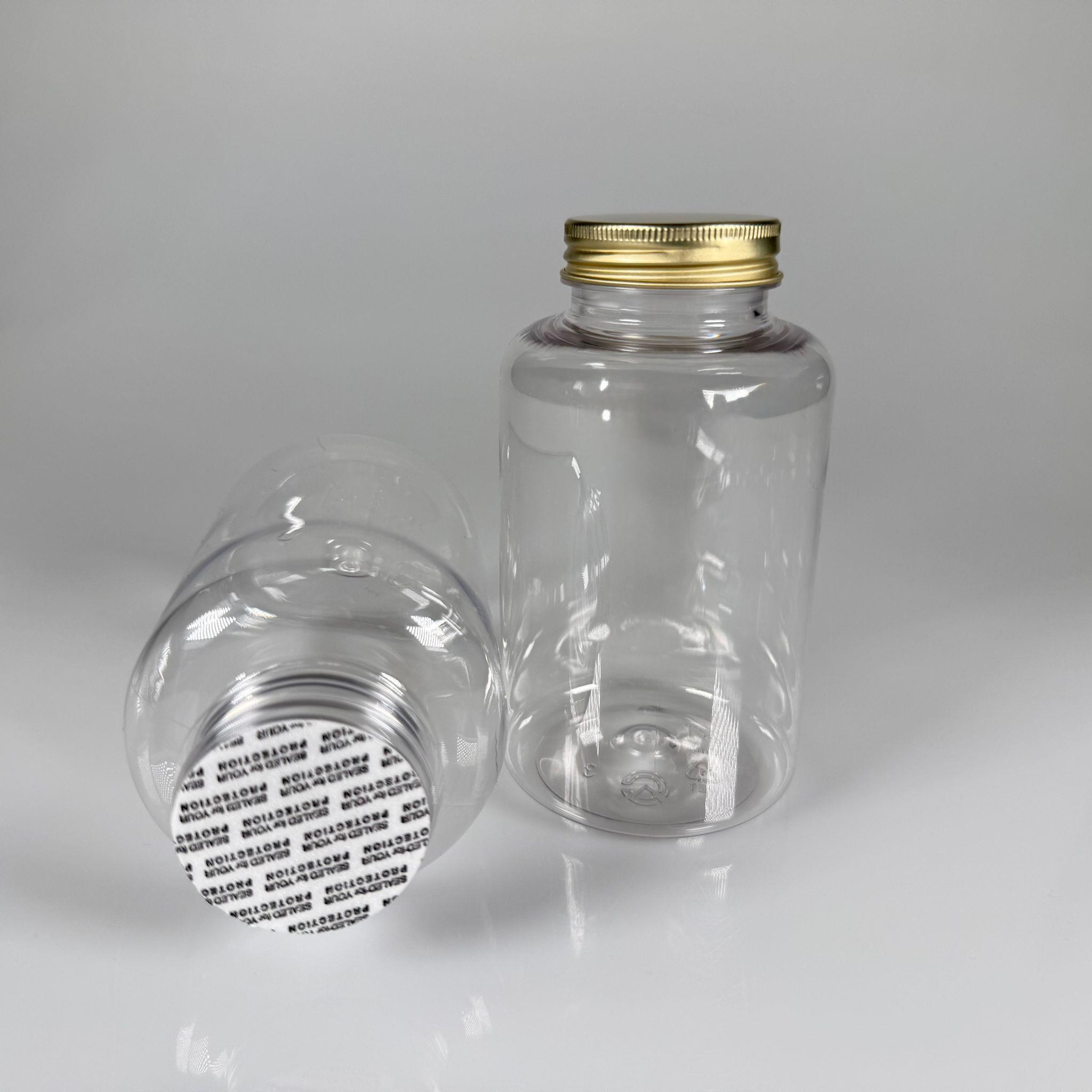 400 CC ŞEFFAF PET TABLET ŞİŞESİ - GOLD KAPAKLI + KENDİNDEN YAPIŞKANLI KÖPÜK CONTALI - 400 ML KAPSÜL KUTUSU - İLAÇ ŞİŞESİ - MEDİKAL HAP ŞİŞESİ - FARMASÖTİK KAVANOZ