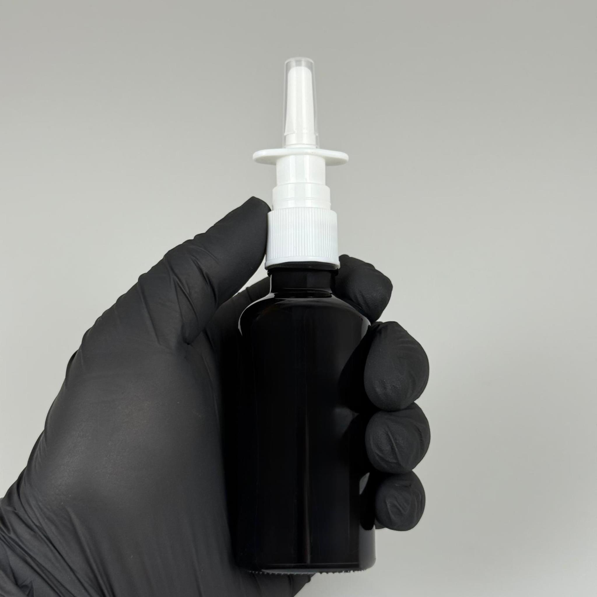 50 CC SİYAH CAM ŞİŞE - BEYAZ NAZAL BURUN SPREYLİ TAKIM - 50 ML BURUN SPREYLİ CAM ŞİŞE