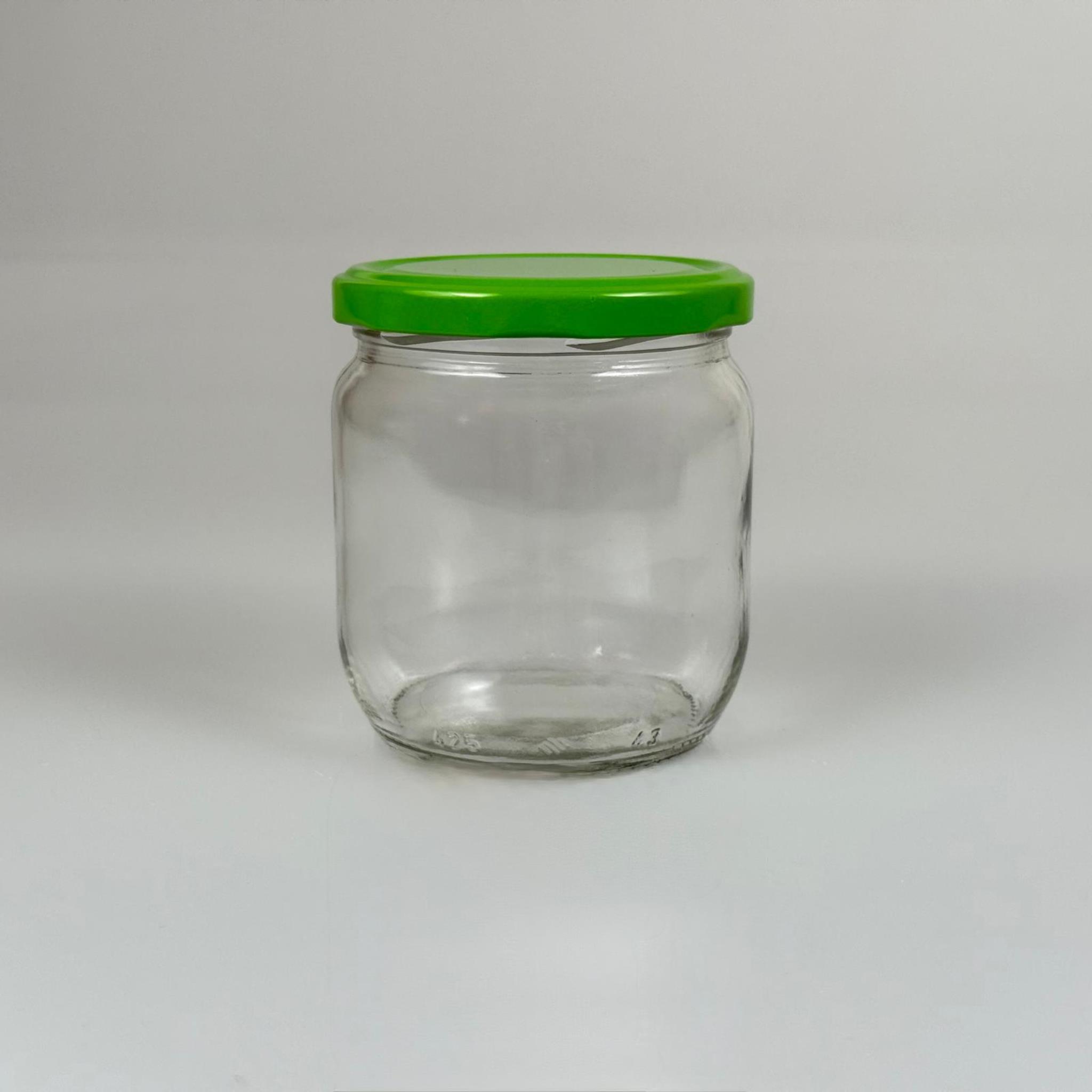 425 CC CAM KAVANOZ - AÇIK YEŞİL METAL KAPAKLI - 425 ML CAM KAVANOZ - KONSERVE KAVANOZU