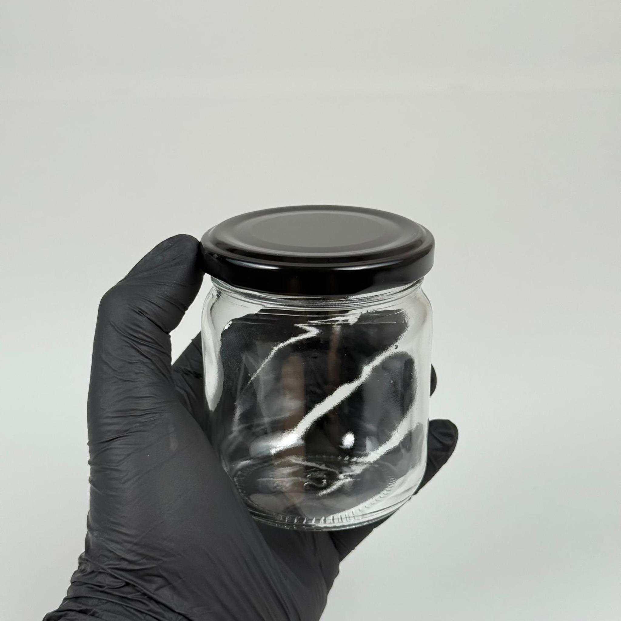 210 CC CAM KAVANOZ - SİYAH METAL KAPAKLI - 210 ML CAM KAVANOZ