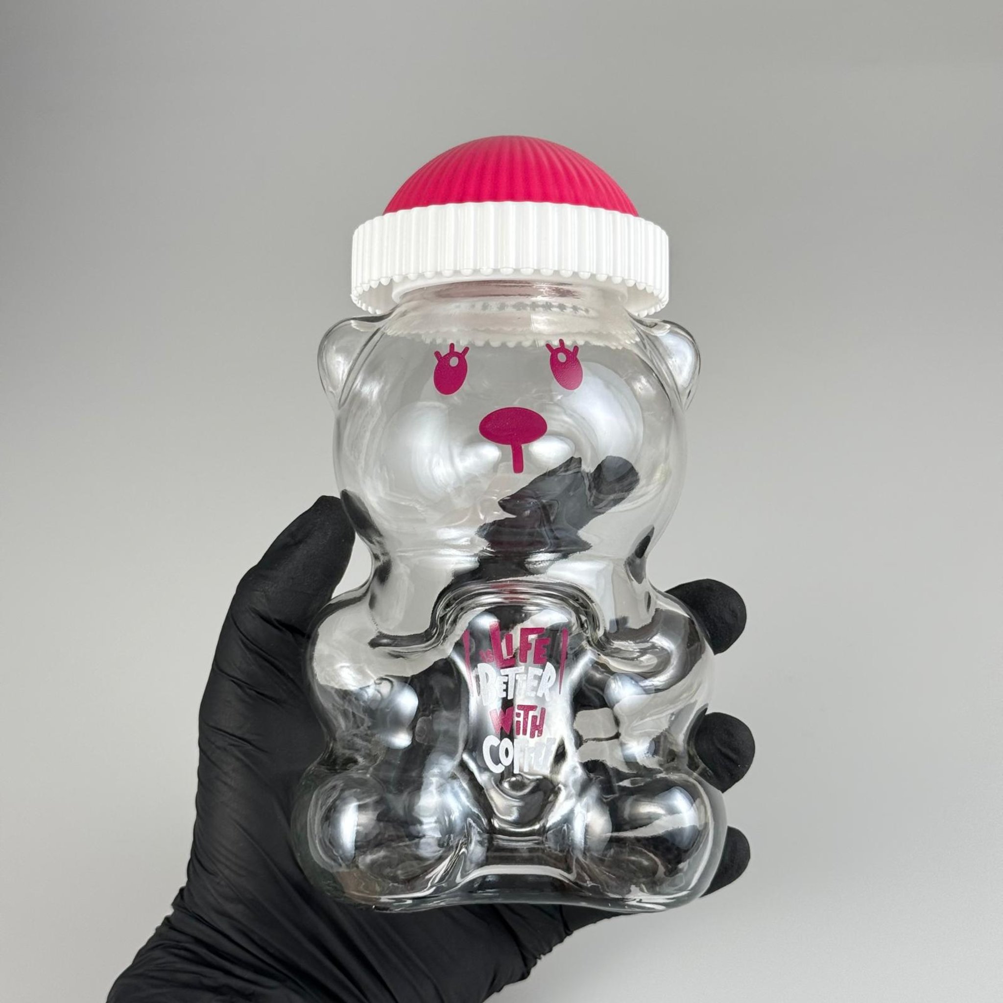 500 CC PİPETLİ CAM AYICIK BARDAK - PEMBE KAPAKLI - 500 ML AYICIK FİGÜRLÜ PİPETLİ CAM SU , SOĞUK KAHVE ,  MEYVE SUYU VE MEŞRUBAT VB - HEDİYELİK BARDAK