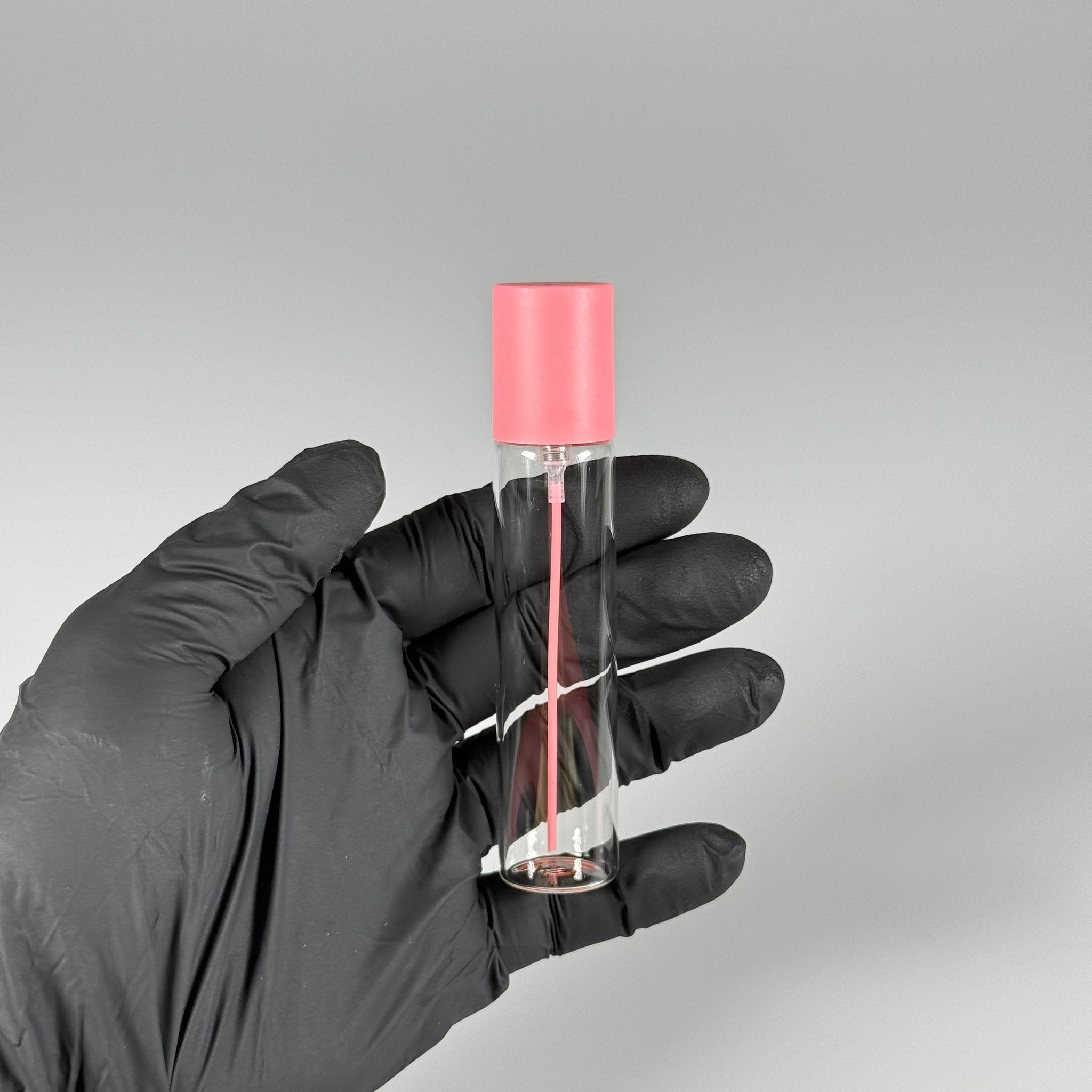 PARFÜM ŞİŞESİ 25 ML - 25 CC PARFÜM AMBALAJI VALFLİ (GEÇME AĞIZ) CAM KALEM PARFÜM İÇİN ŞİŞELERİ - PEMBE SPREY + KAPAKLI SET TAKIM