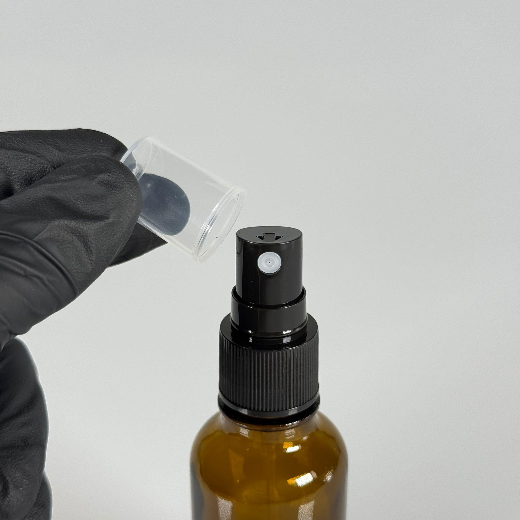 50 CC AMBER KAHVERENGİ CAM ŞİŞE + SİYAH SPREY VALF