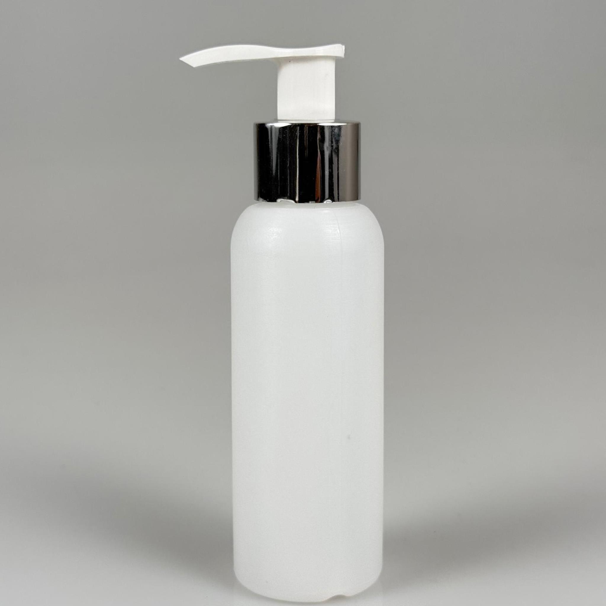 100 CC NATÜREL SERT POLİETİLEN ŞİŞE + GÜMÜŞ POMPALI ( 24 MM ) - 100 ML GÜMÜŞ LASTİK POMPALI SERT POLİETİLEN ŞİŞE (YOĞUN KIVAMLI SIVILARDA TIKANMAZ)