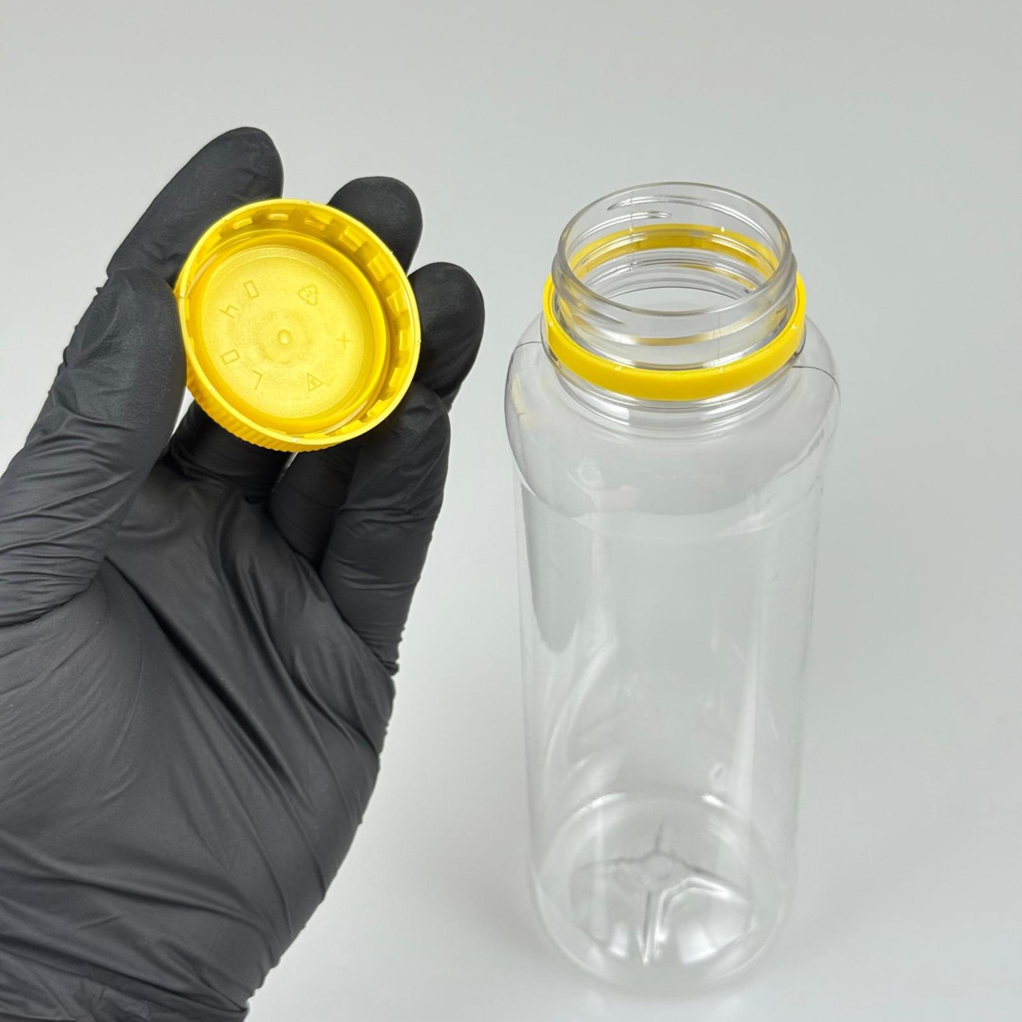 330 CC DÜZ GENİŞ AĞIZLI PET ŞİŞE - KİLİTLİ SARI KAPAKLI - 330 ML DETOKS MEYVE SUYU ŞİŞESİ